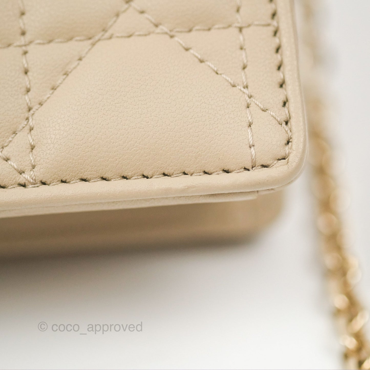 Dior Lady Dior Pouch on Chain Sand Cannage Lambskin