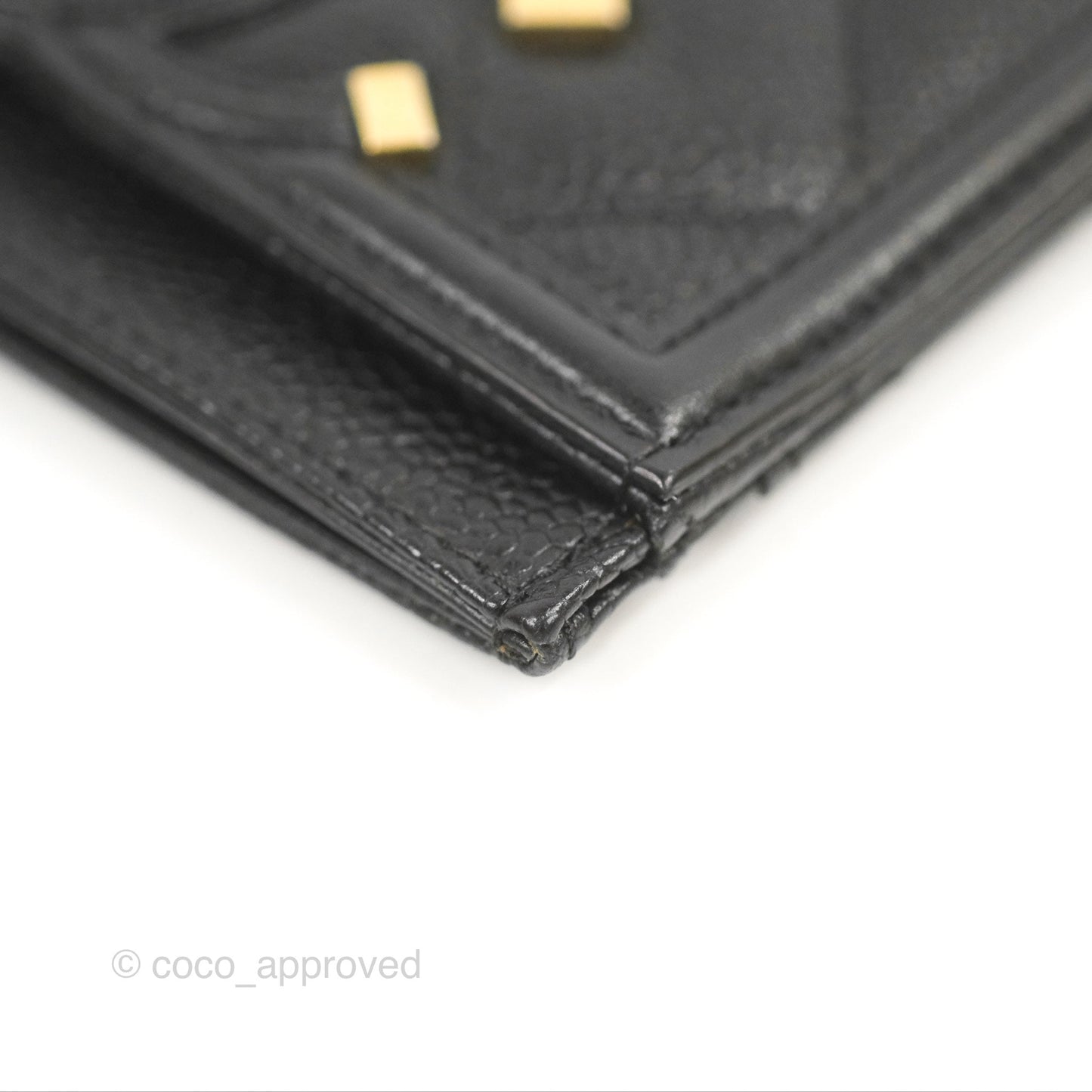 Chanel Filigree CC Flat Card Holder Black Caviar Gold Hardware