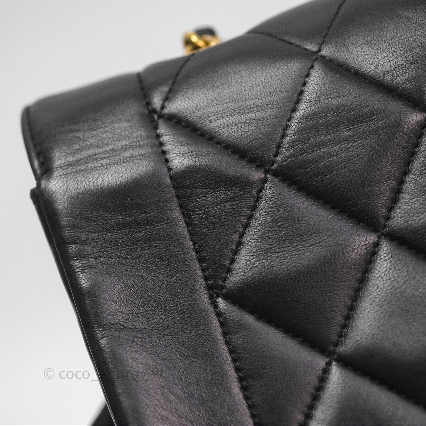 Chanel Vintage Quilted Small Classic Diana Flap Bag Black Lambskin 24K Gold Hardware