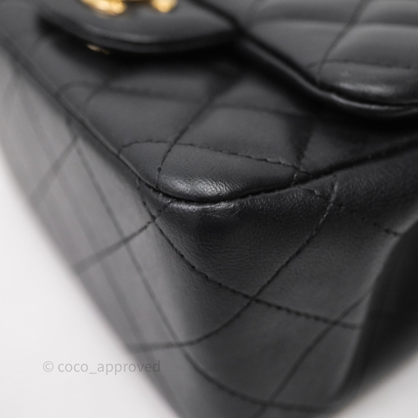 Chanel Mini Square Quilted Black Lambskin Gold Hardware