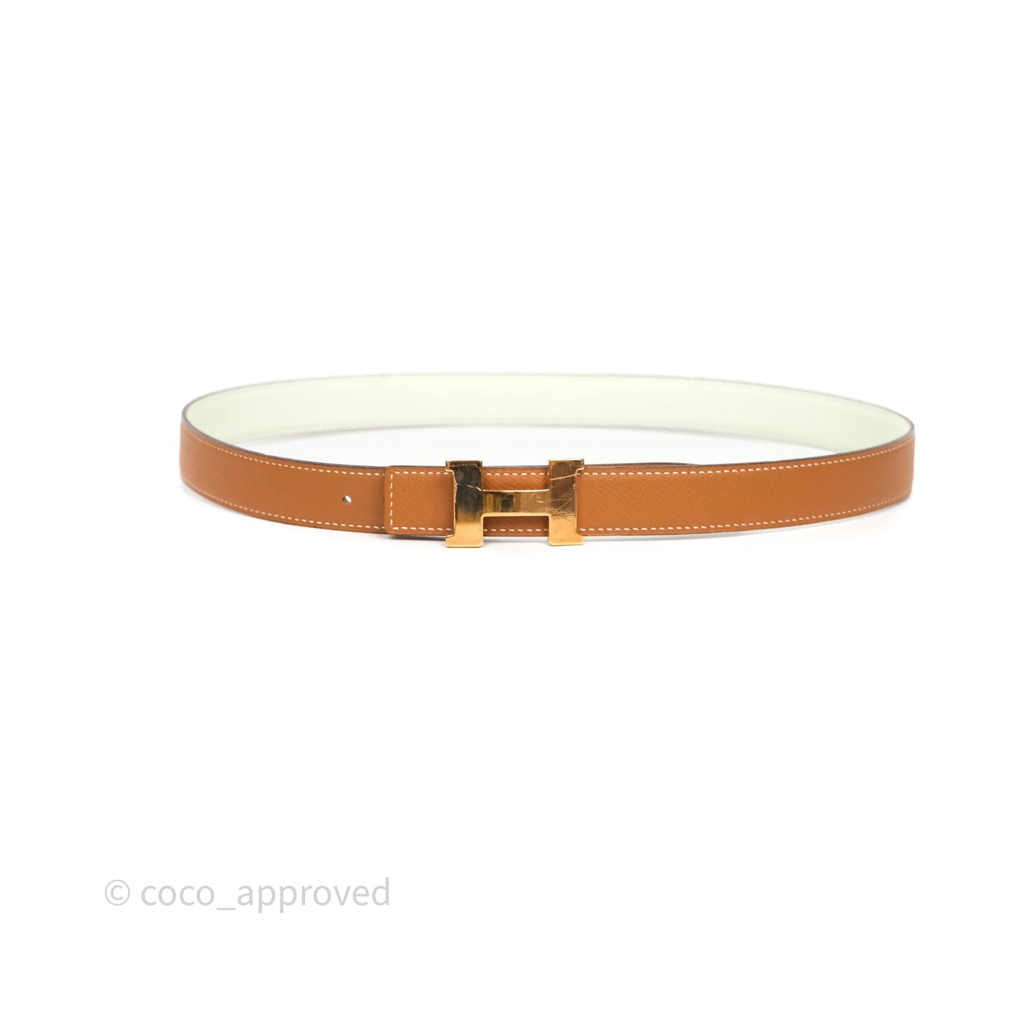 Hermès H Belt Buckle & Reversible Strap Gold/ Vert Fizz Gold Hardware