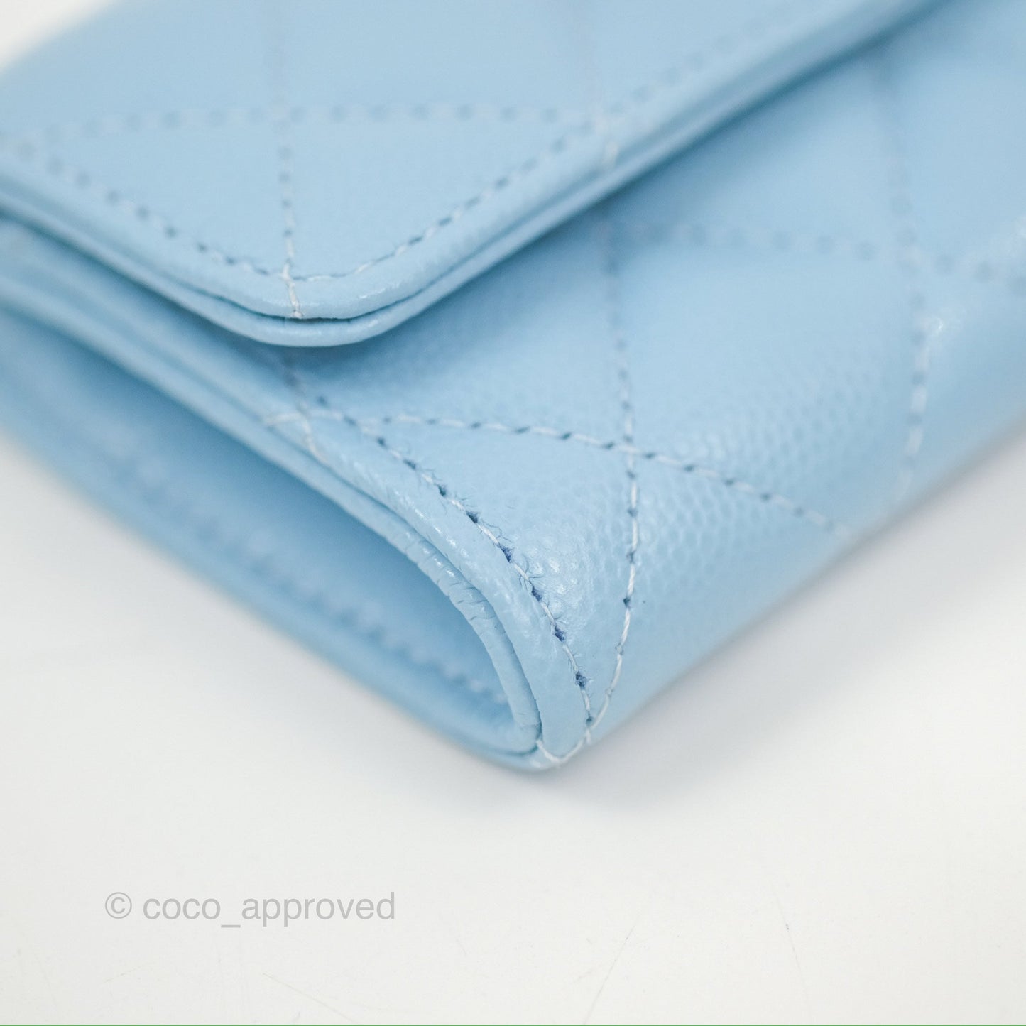 Chanel Crystal CC Quilted Flap Card Holder Blue Caviar