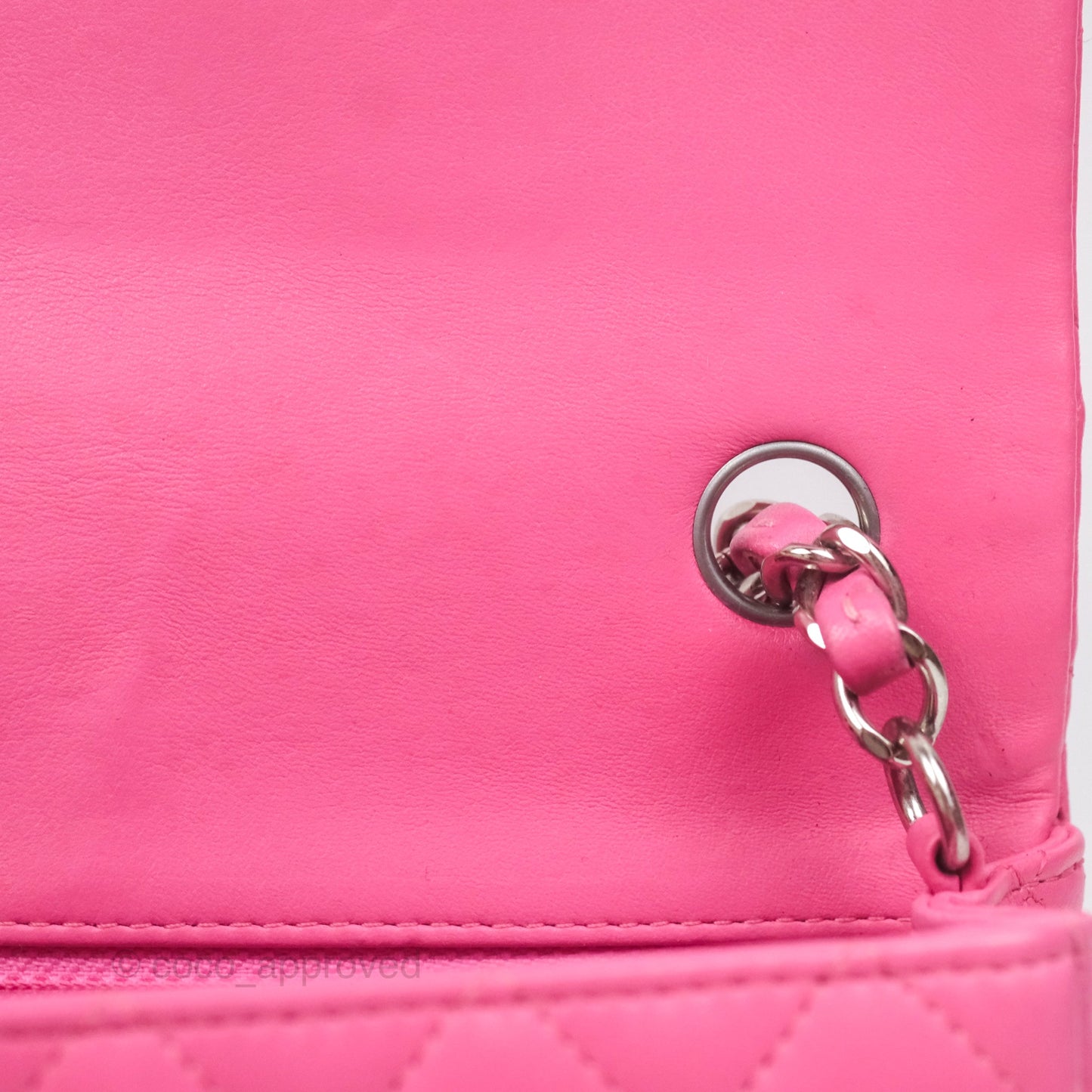 Chanel Quilted Mini Rectangular Flap Pink Lambskin Silver Hardware