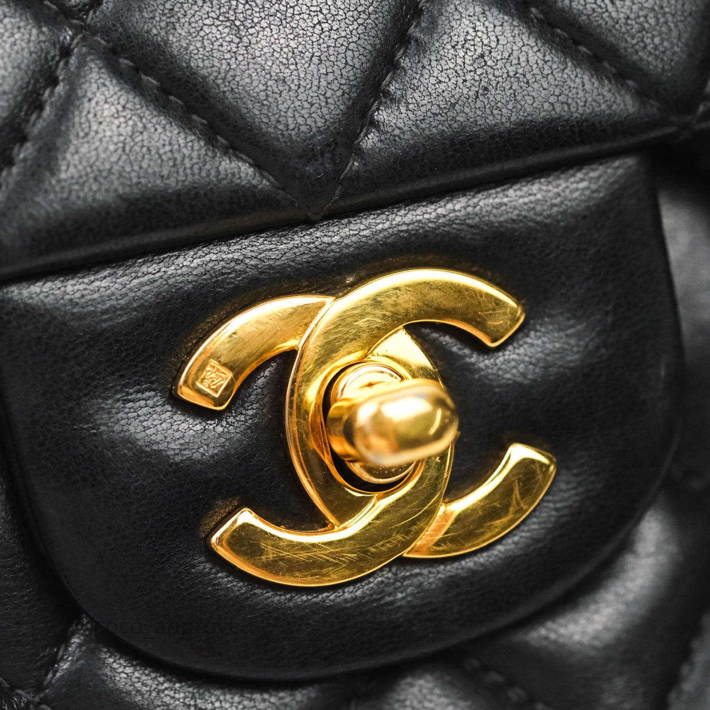 Chanel Classic Vintage Small S/M Flap Black Lambskin 24K Gold Hardware
