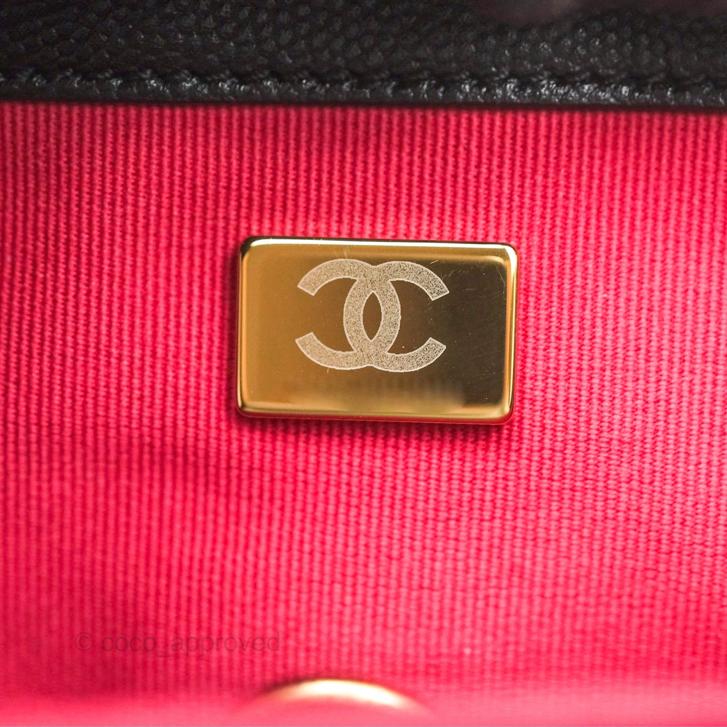 Chanel Bracelet On Chain Flap Bag Flat Quilted Black Caviar Aged Gold Hardware