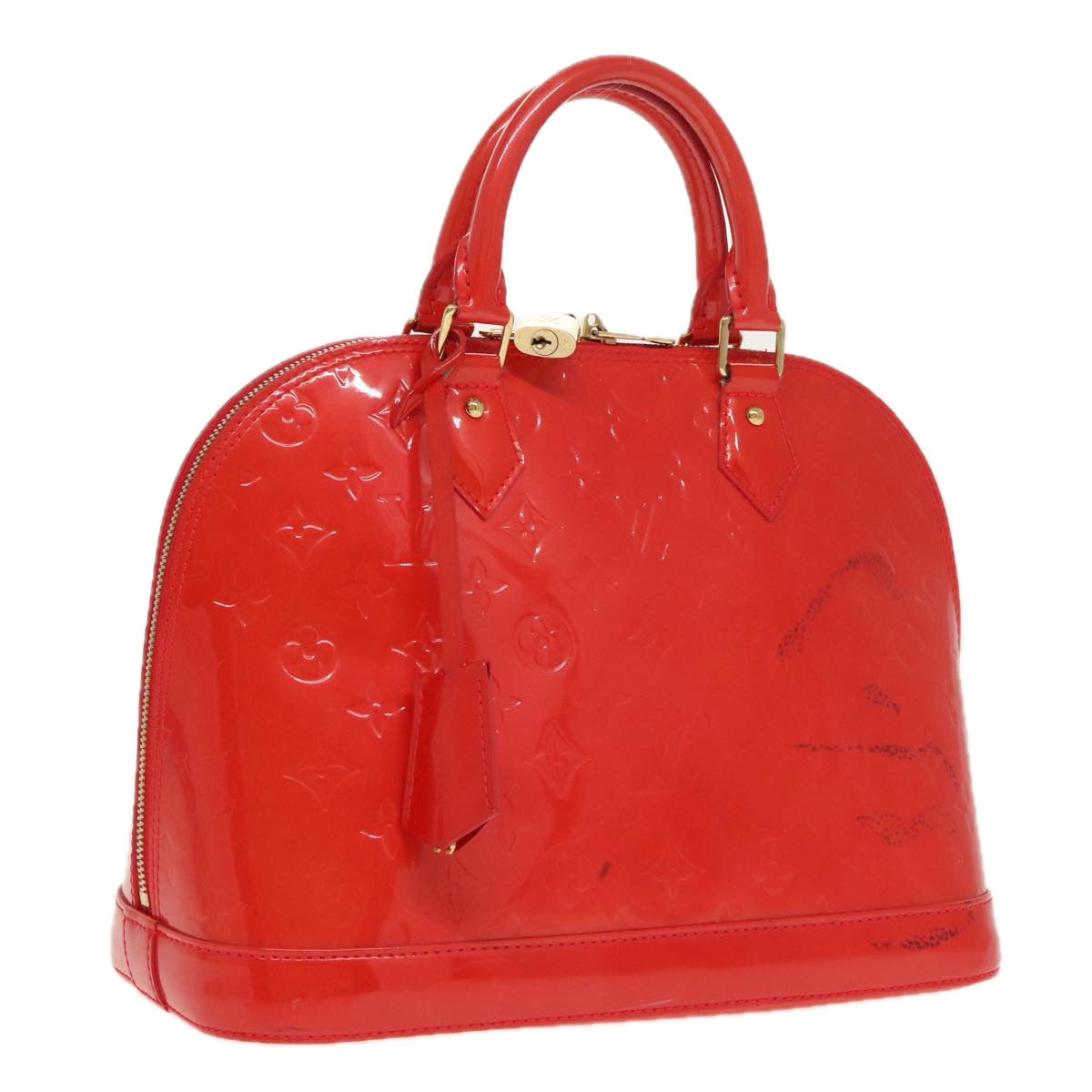 LOUIS VUITTON Monogram Vernis Alma PM Hand Bag Rouge Grunadine M91693 96884