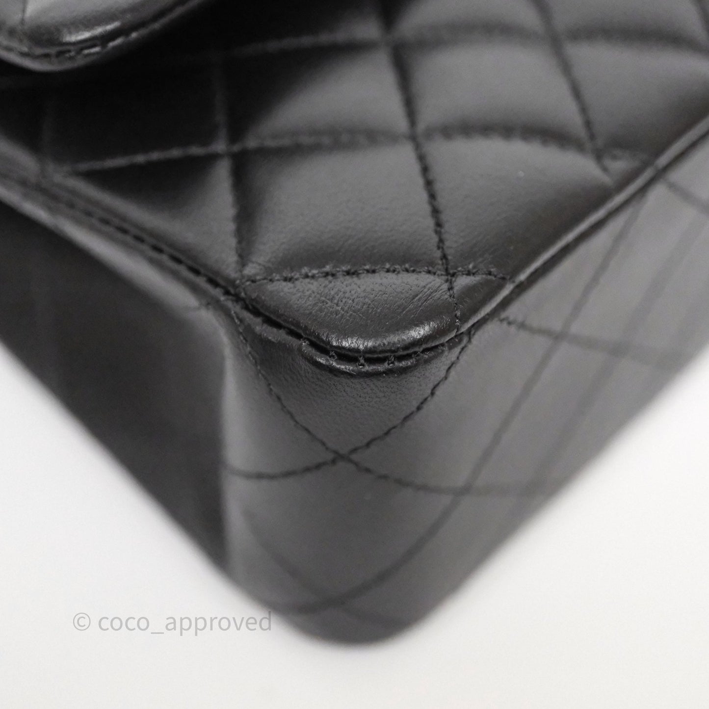 Chanel Classic M/L Medium Flap Quilted Black Lambskin Gold Hardware