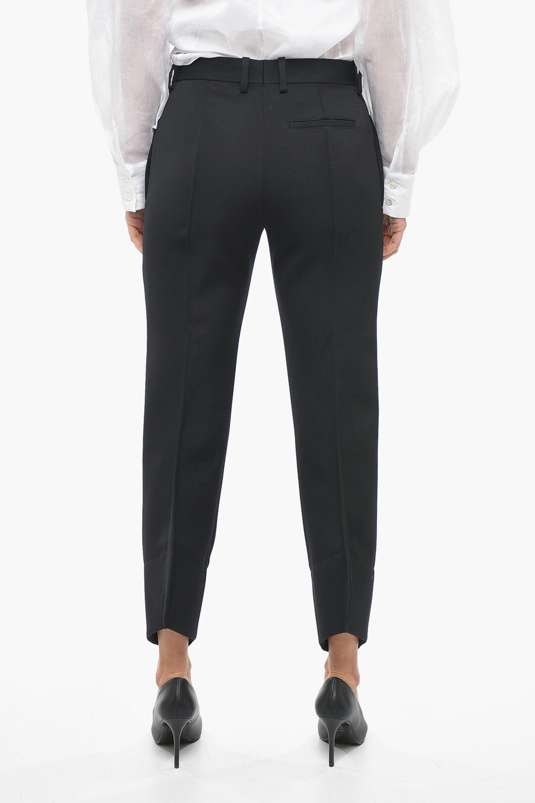 Luxury Bottega Veneta Wool Front-pleated Pants with Curved Design