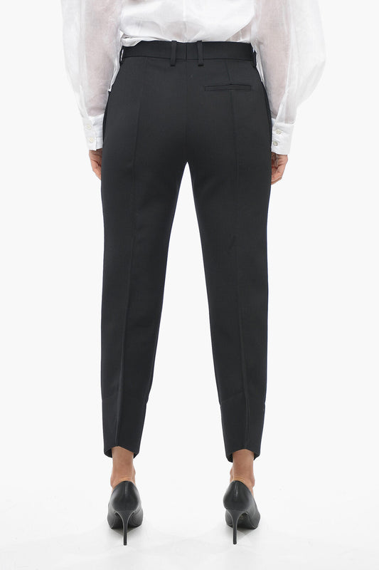 Luxury Bottega Veneta Wool Front-pleated Pants with Curved Design