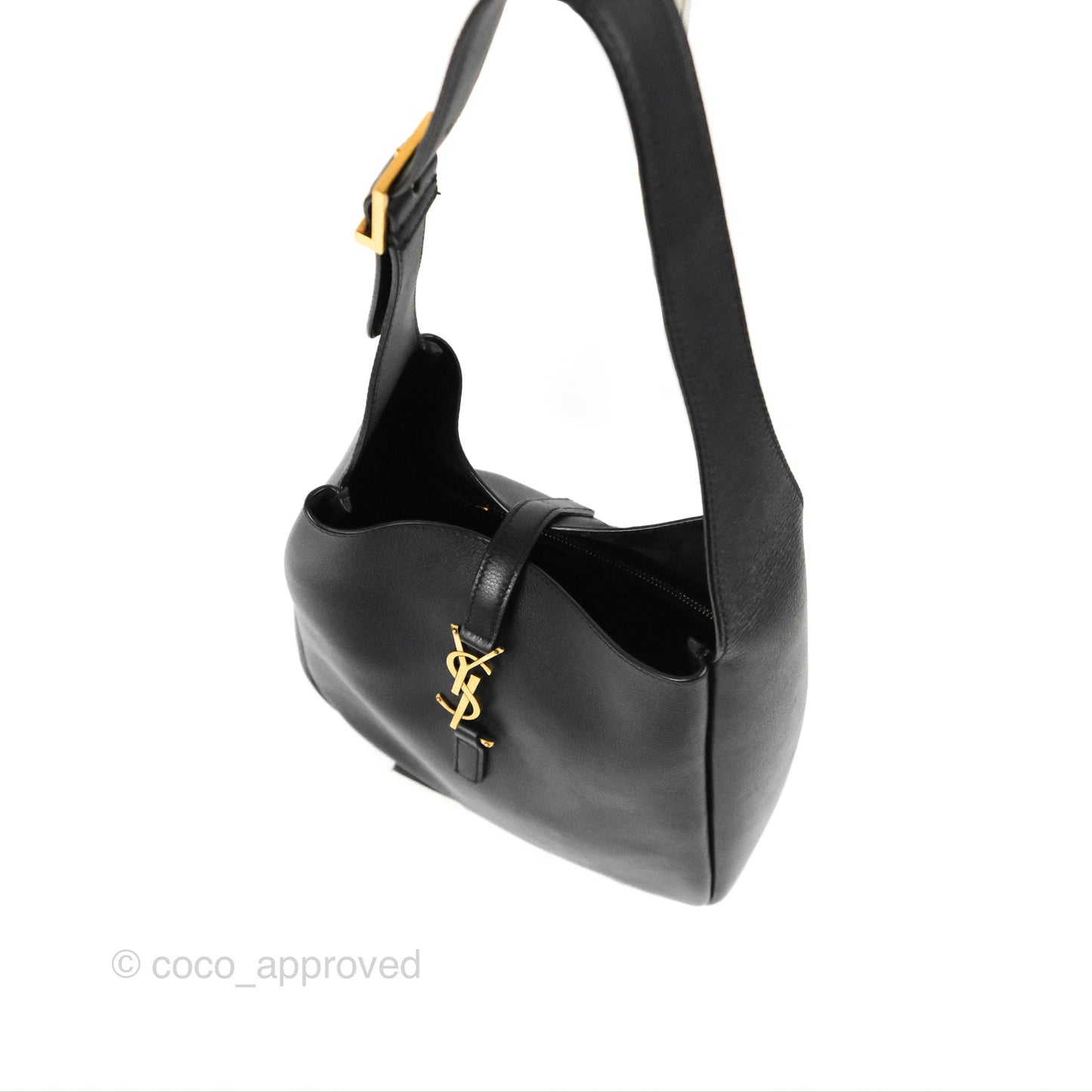 Saint Laurent Small ‘Le 5 a 7’ Hobo Bag Black Grained Leather