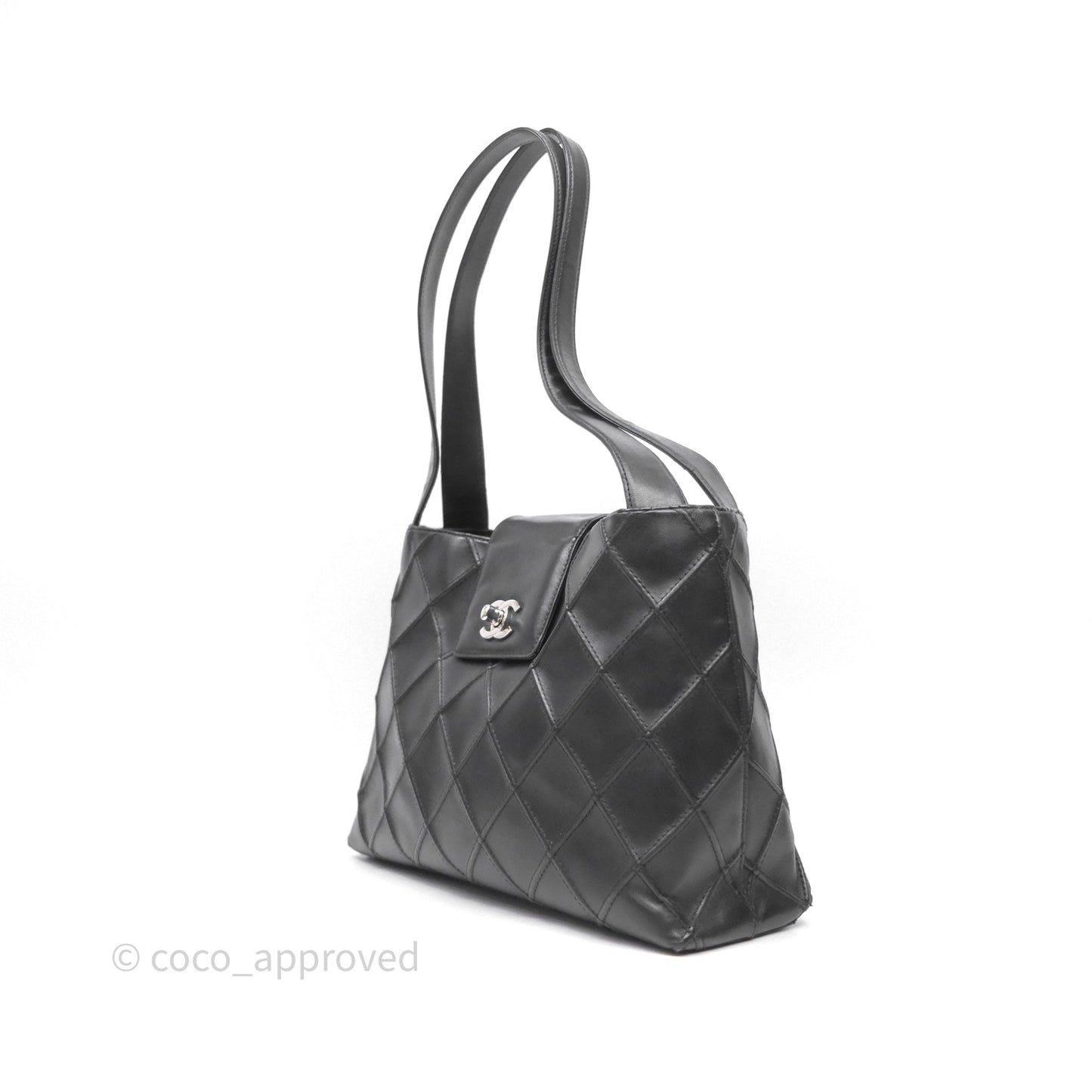 Chanel Vintage Quilted Kelly Waffle Bag Silver Hardware
