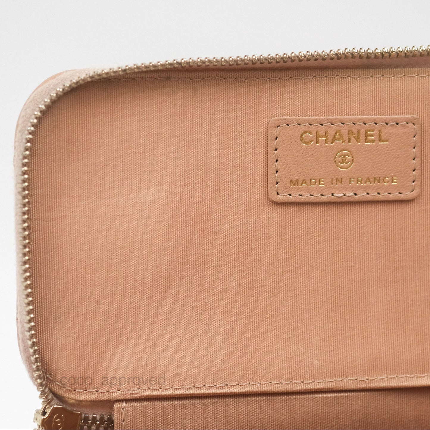 Chanel Vanity Rectangular Top Handle Beige Lambskin Aged Gold Hardware