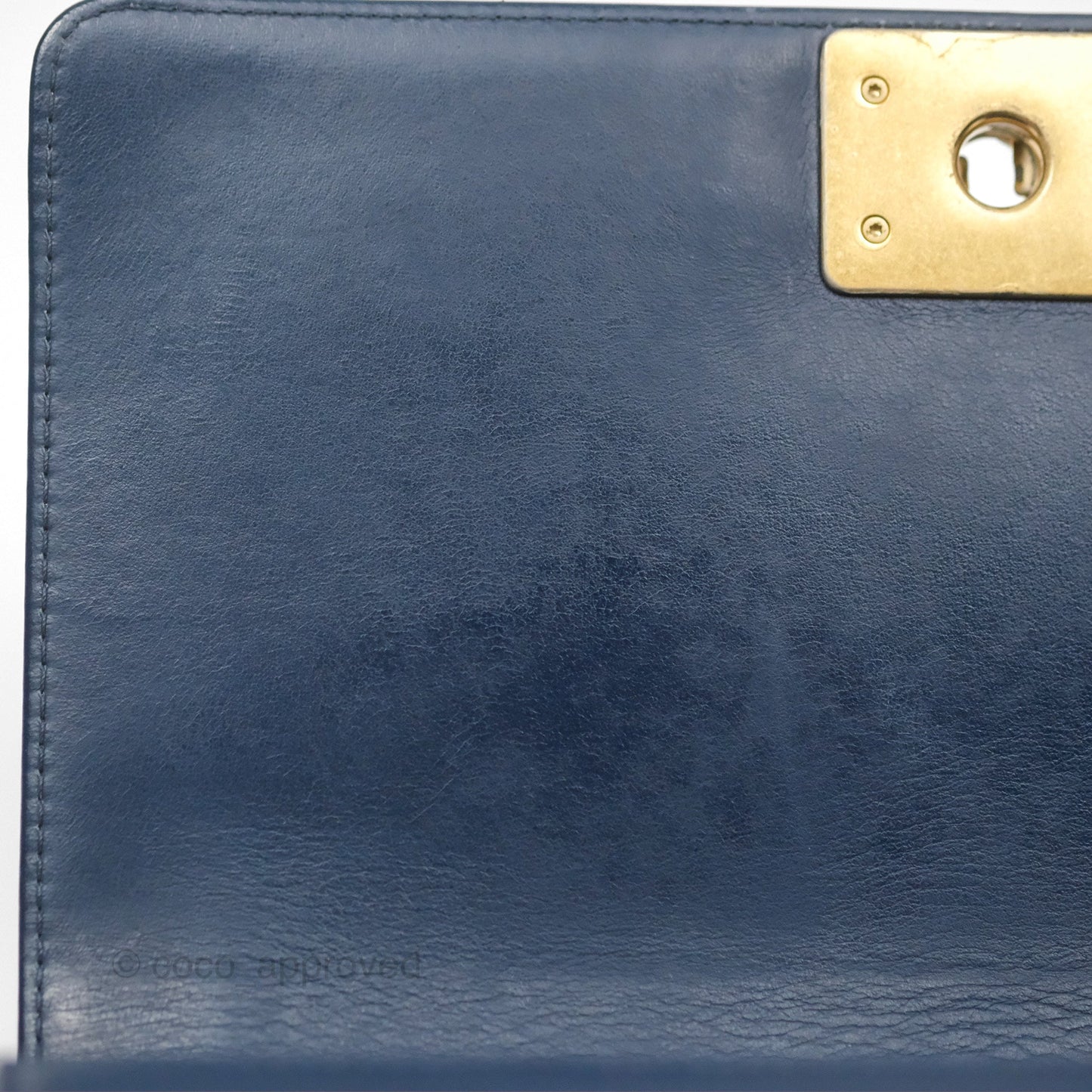 Chanel Medium Boy Chevron Navy Calfskin Aged Gold Hardware