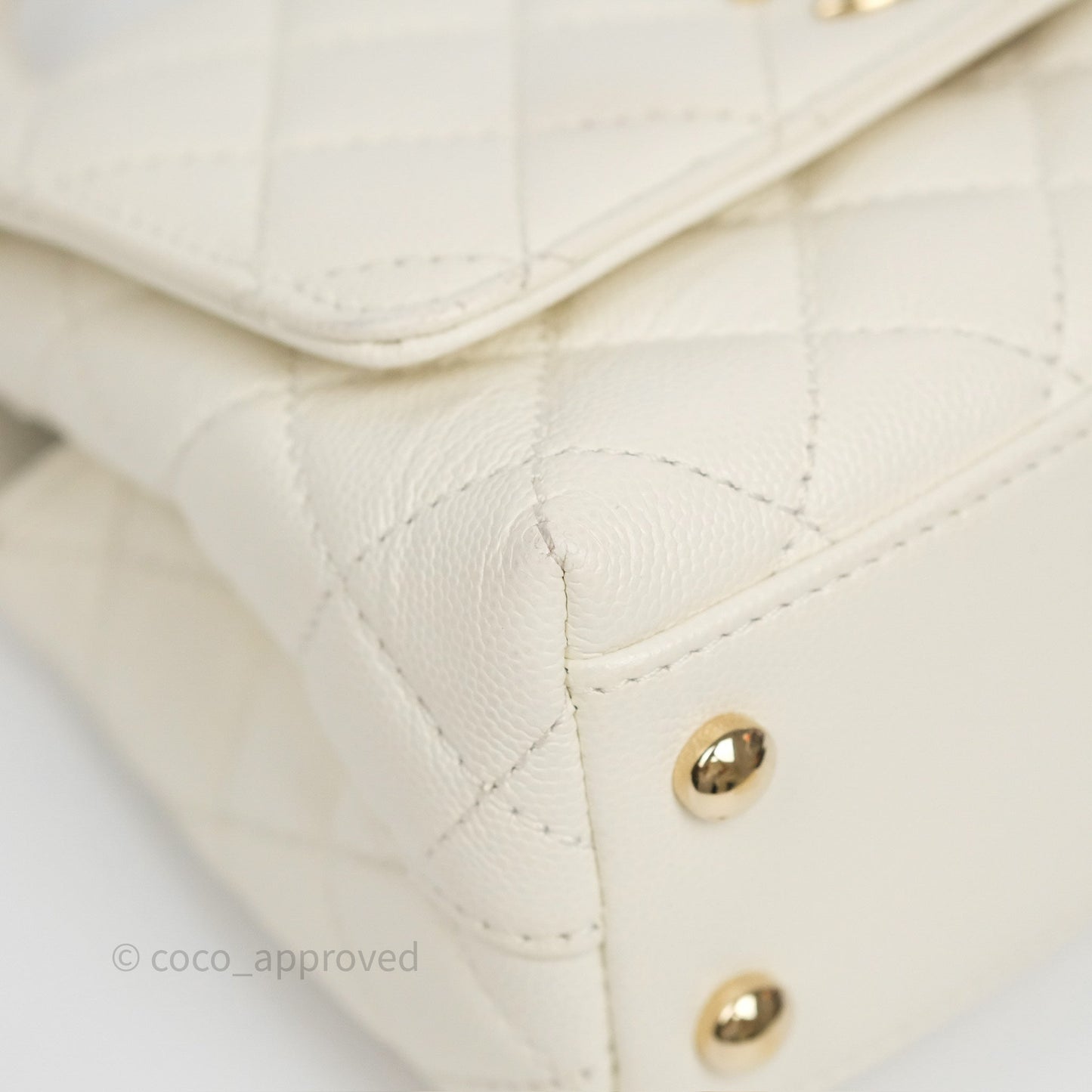 Chanel Mini Coco Handle Quilted Ivory White Caviar Gold Hardware