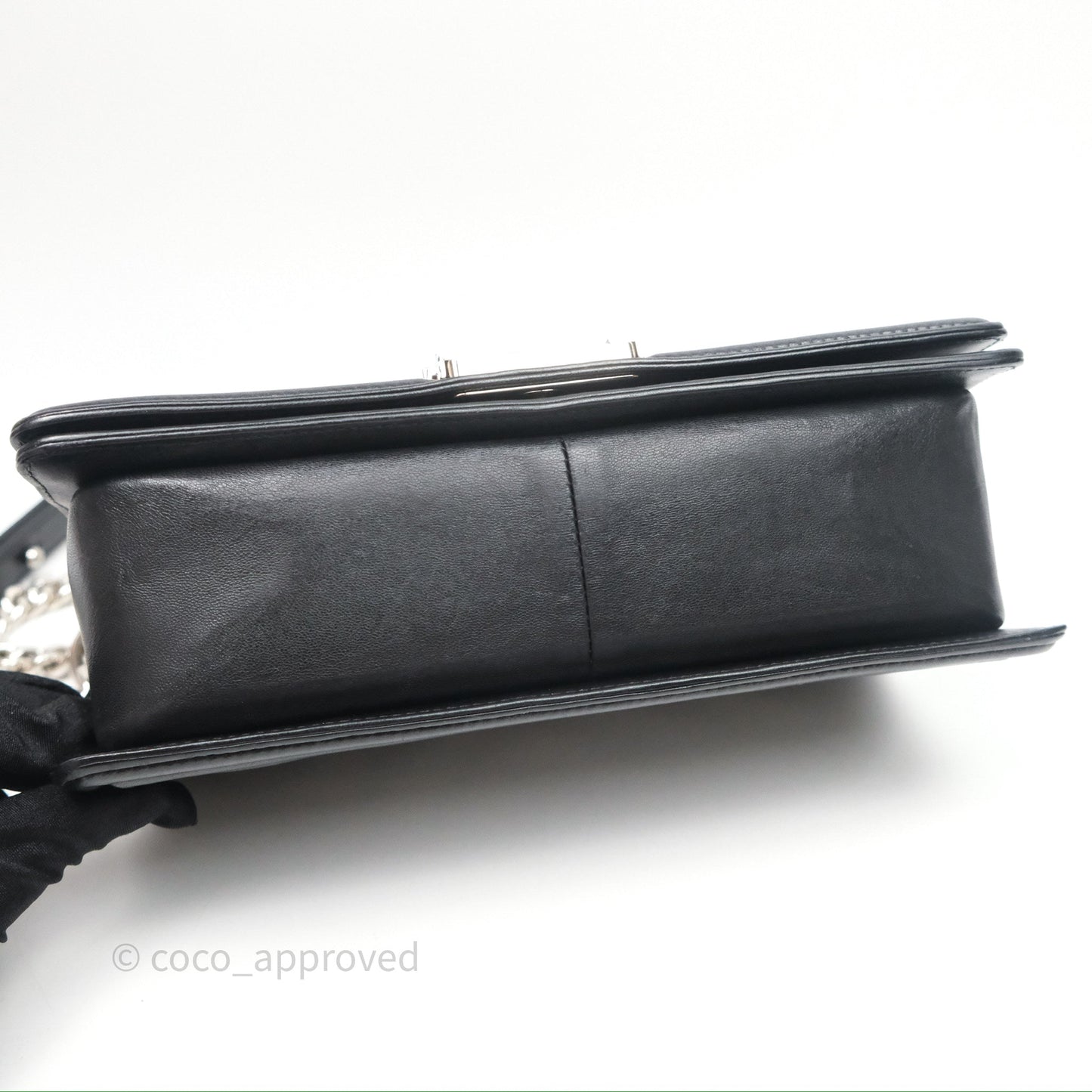 Chanel Medium Boy Chevron Iridescent PVC Lambskin Black Silver Hardware