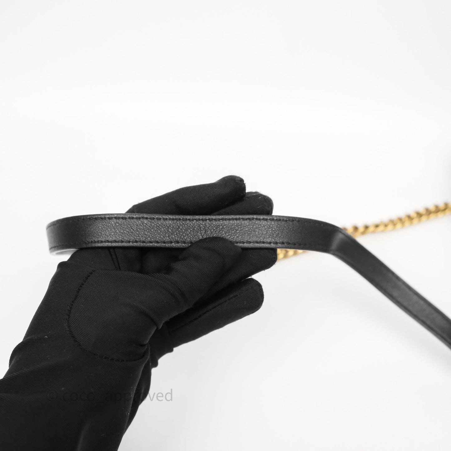 Gucci Mini Marmont Velvet Black Aged Gold Hardware