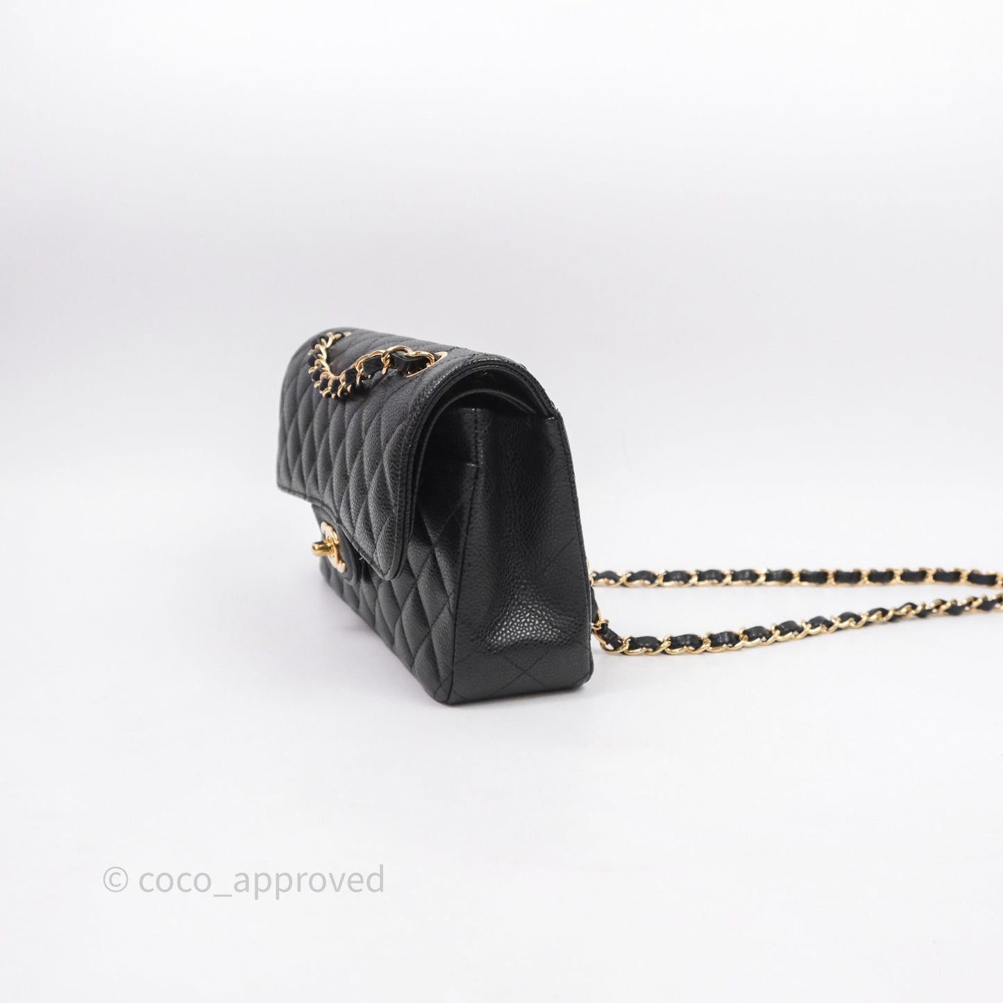 Chanel Small S/M Classic Flap Quilted Black Caviar Gold Hardware