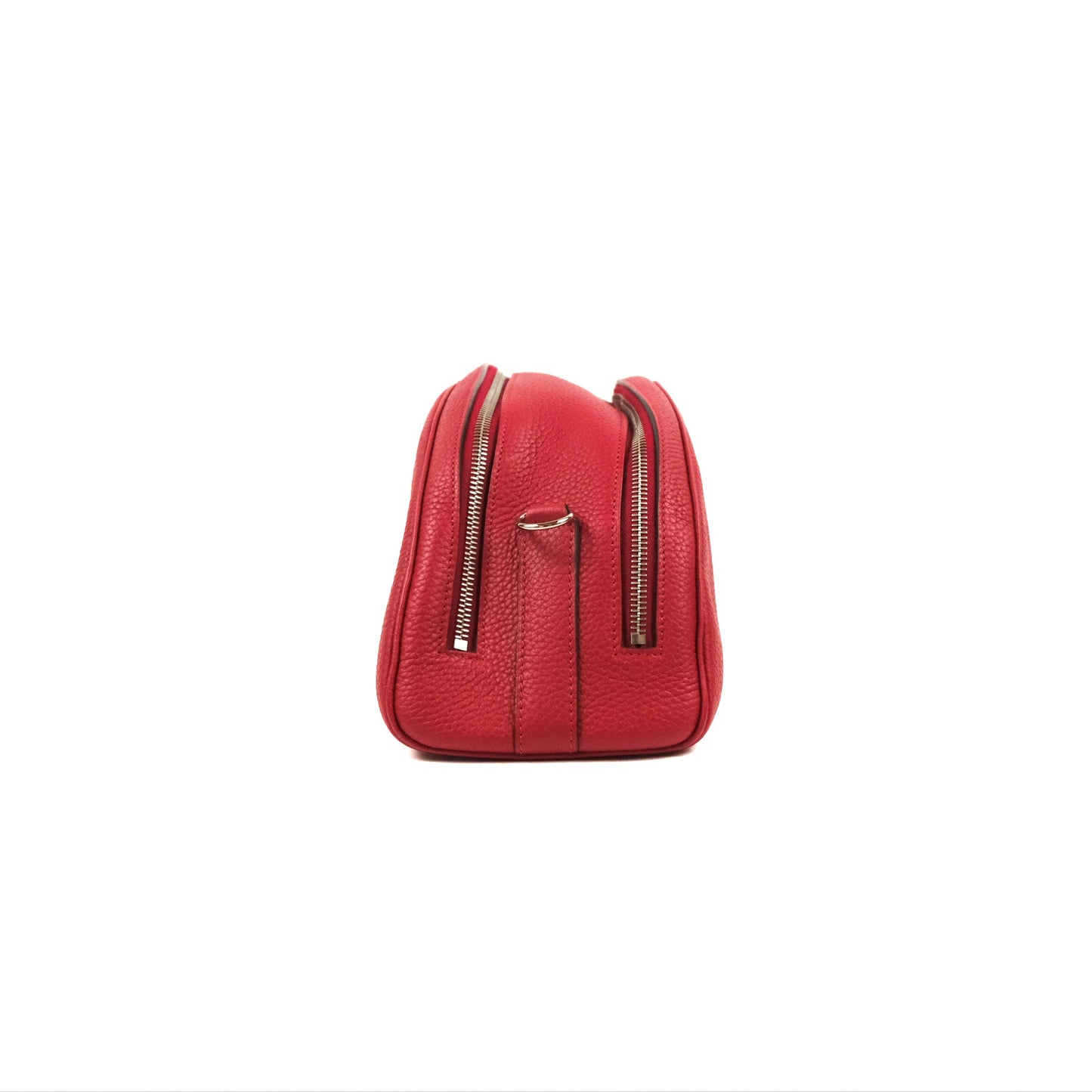 Moynat Swing Bag Red Grained Leather Silver Hardware