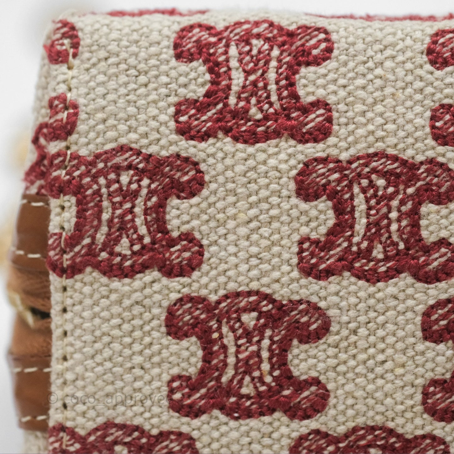 Celine Clutch With Chain in Triomphe Embroideries Red/ Ecru