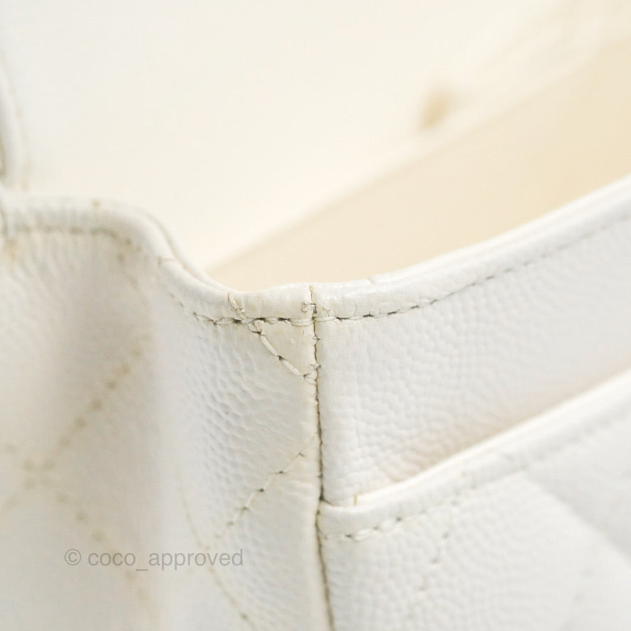 Chanel Small Classic Quilted Flap White Caviar Gold Hardware
