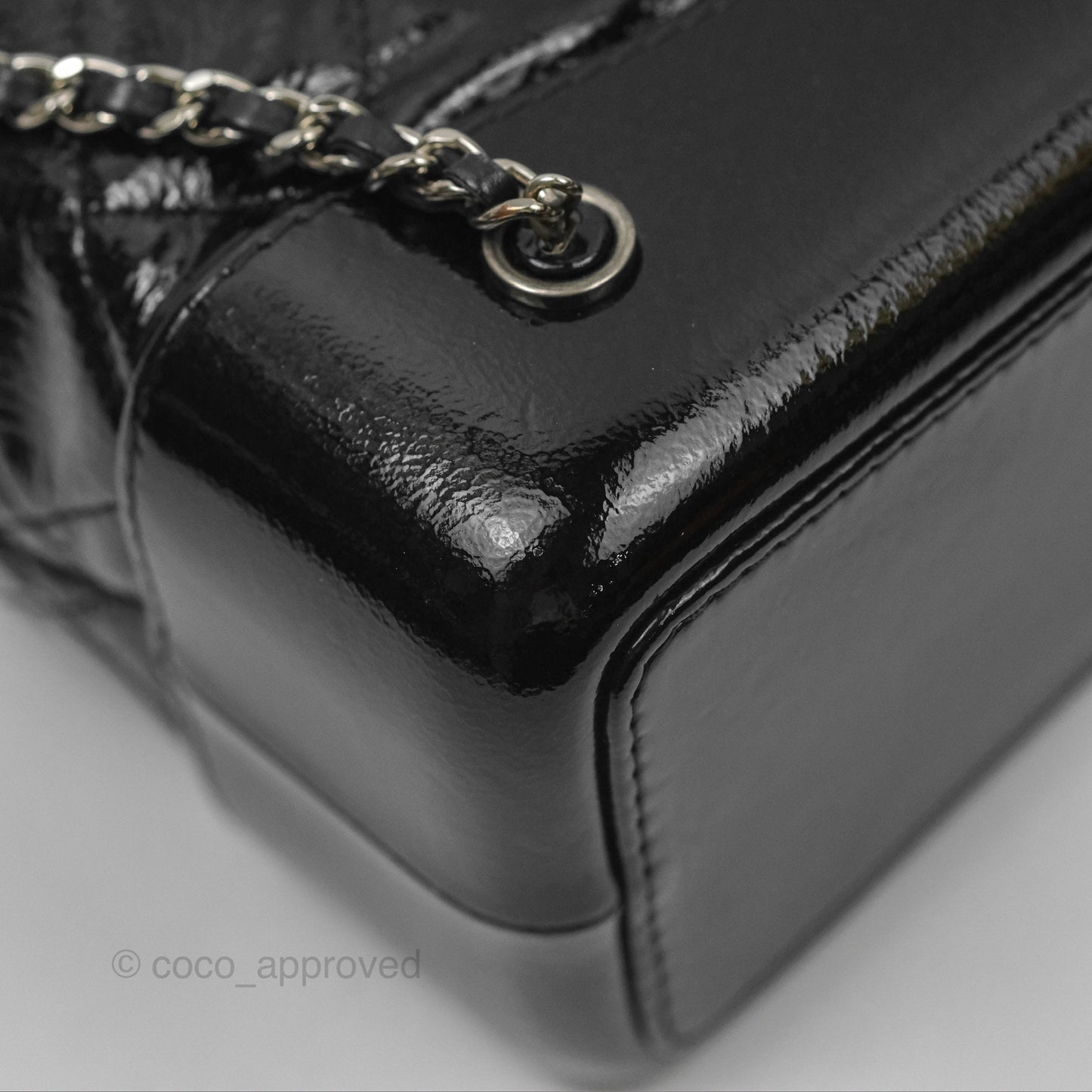 Chanel Small Gabrielle Backpack Black Patent Goatskin