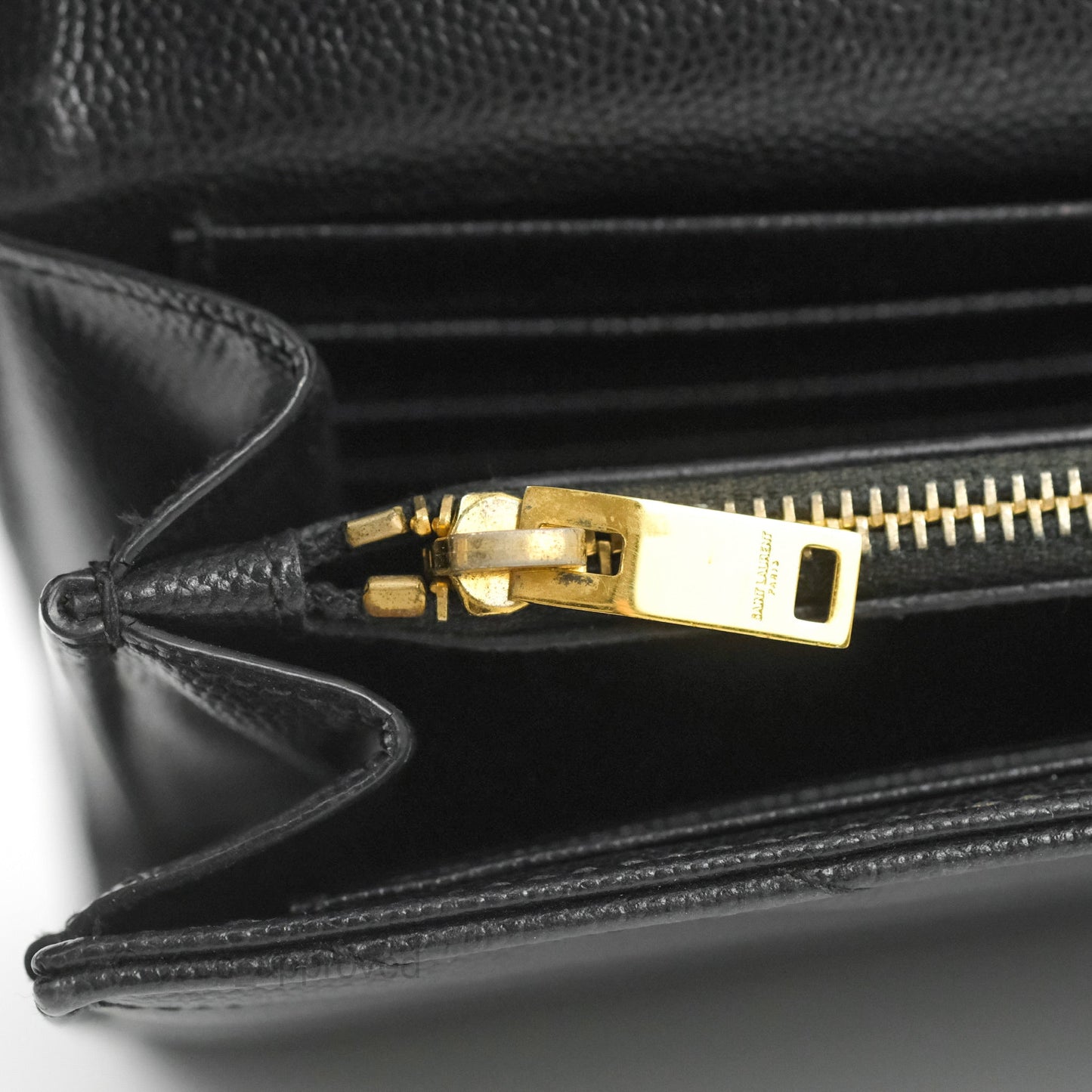 Saint Laurent Wallet on Chain WOC Black Grained Leather Gold Hardware
