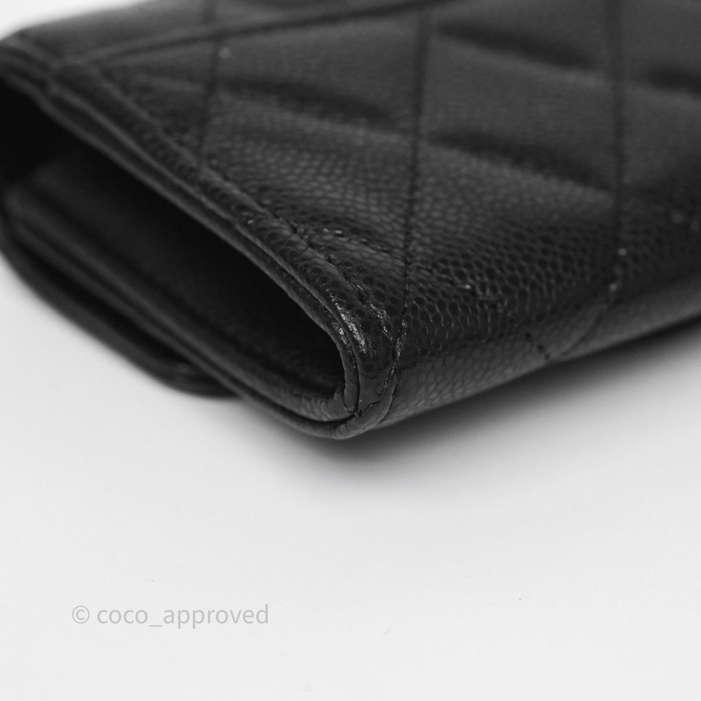 Chanel Flap Card Holder Quilted Black Caviar Gold Hardware 24A
