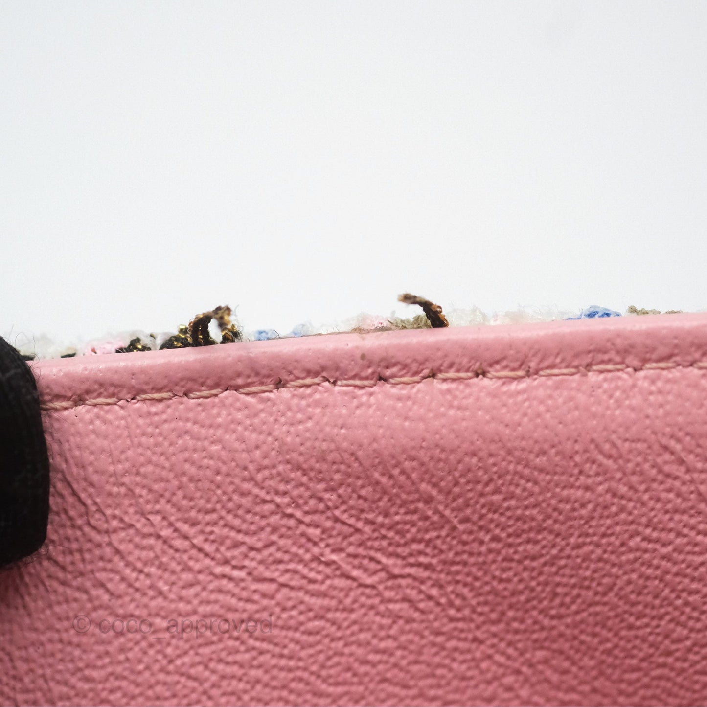 Chanel Mini Rectangular Flap Pink/ Blue/ Gold Tweed Gold Hardware