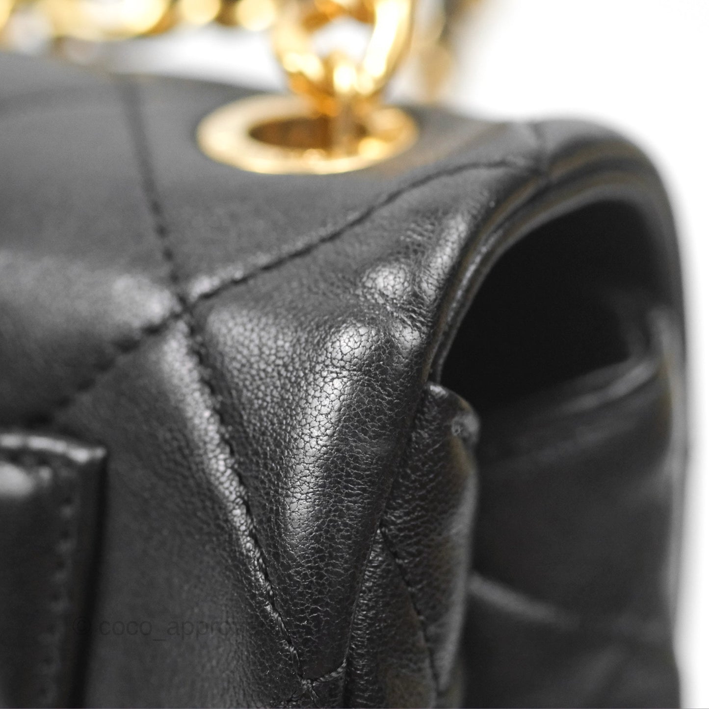 Chanel Mini Top Handle Flap Black Lambskin Aged Gold Hardware