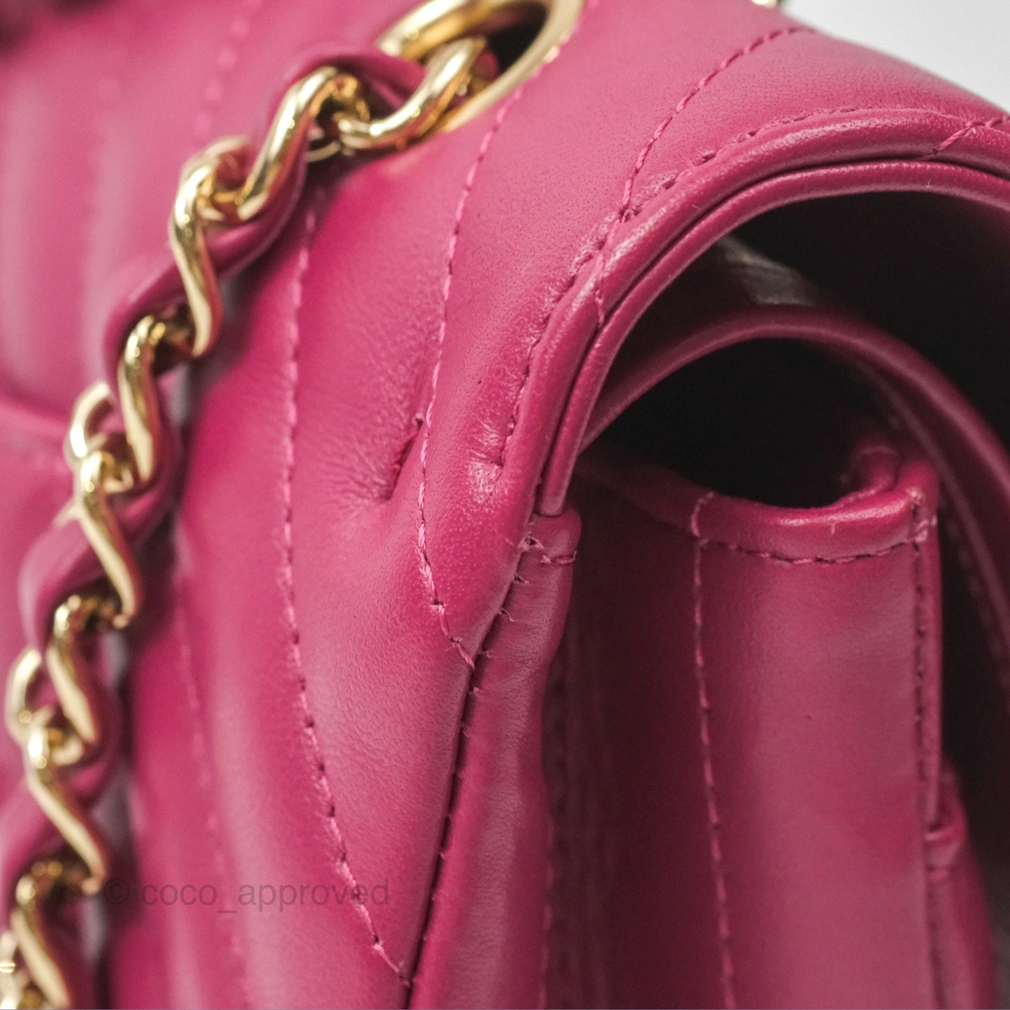 Chanel Medium Classic Flap Chevron Dark Plum Pink Lambskin Gold Hardware