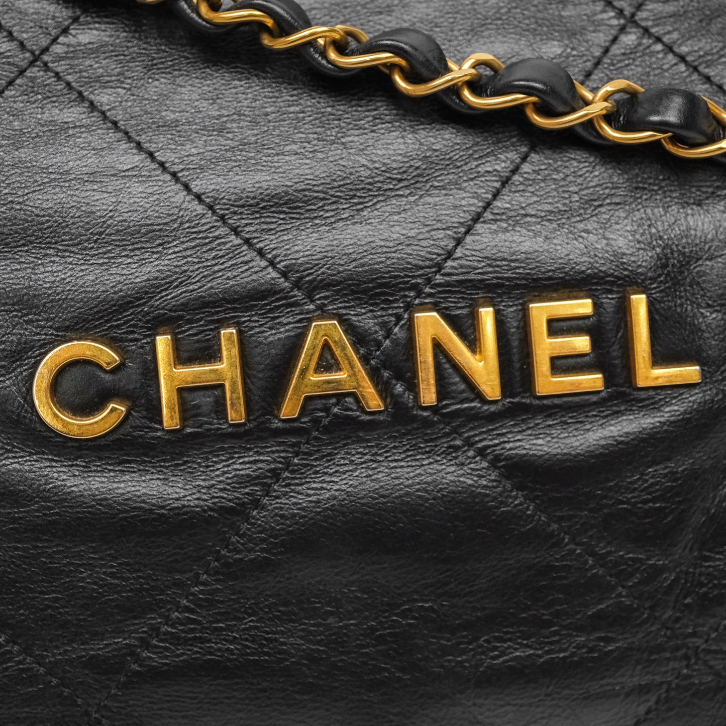 Chanel 22 Small Black Calfskin Aged Gold Hardware