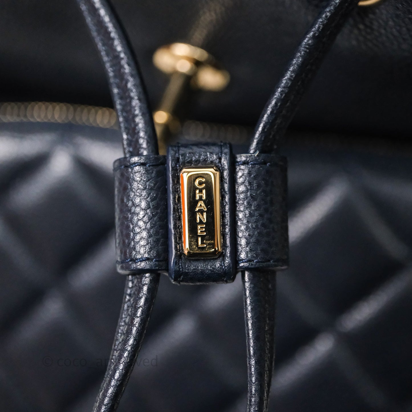 Chanel Quilted Business Affinity Backpack Navy Caviar Light Gold Hardware