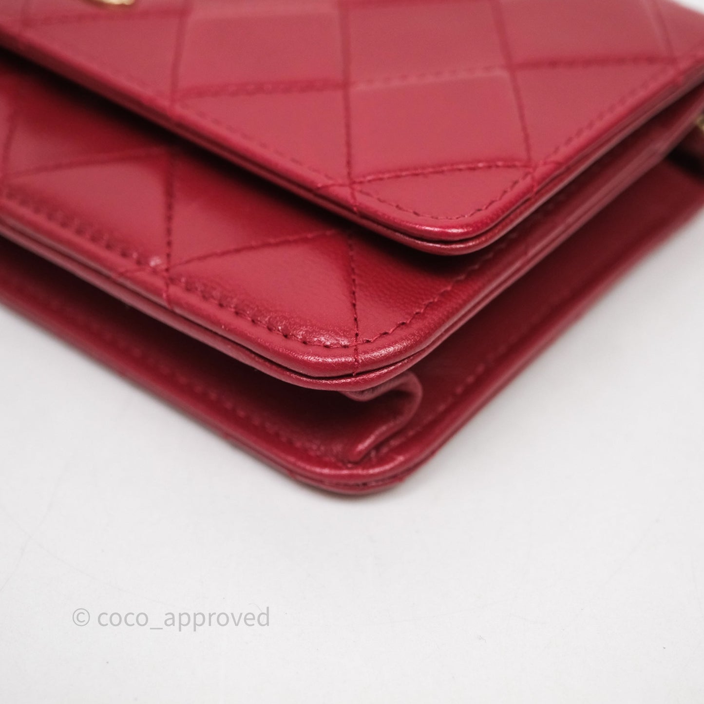 Chanel Wallet On Chain Red Calfskin Bag Gold hardware