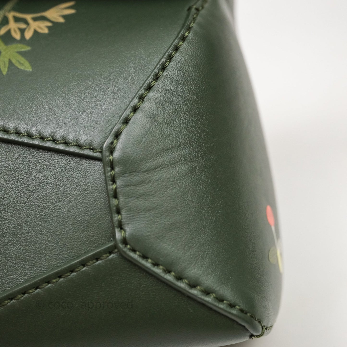 Loewe X SUNA FUJITA Mini Pandas Puzzle Bag Dark Green Calfskin Gold Hardware