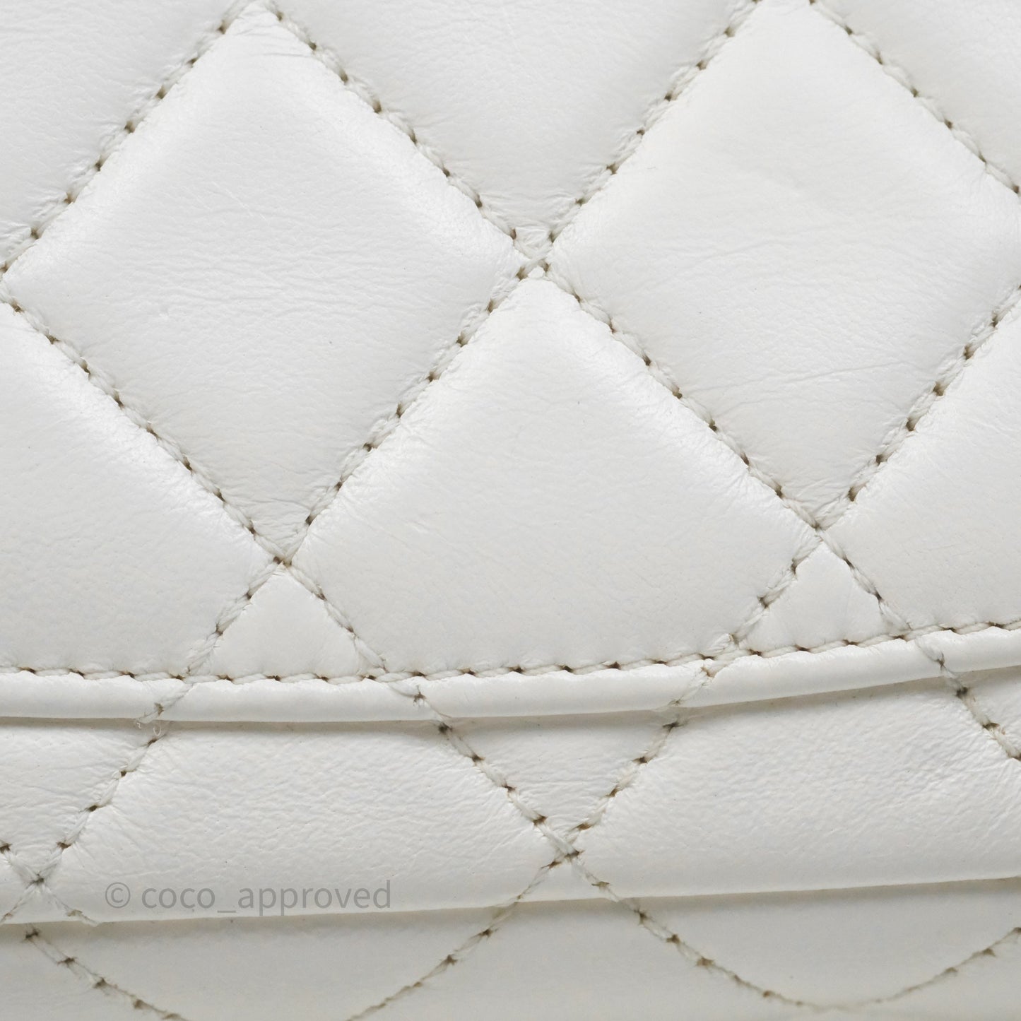 Chanel Mini Rectangular Pearl Crush Quilted White Lambskin Aged Gold Hardware
