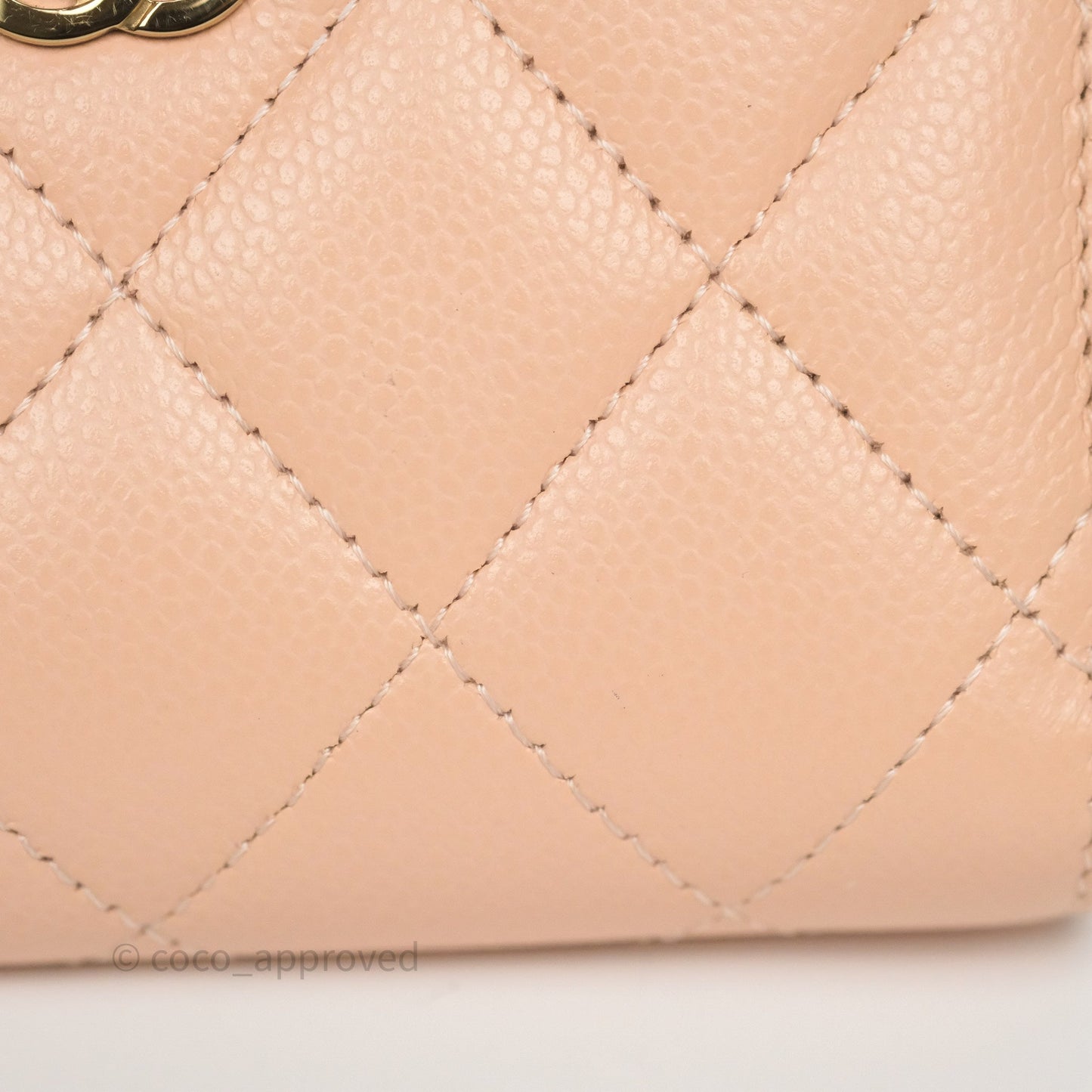 Chanel Classic Zipped Coin Purse Salmon Pink Caviar Gold Hardware