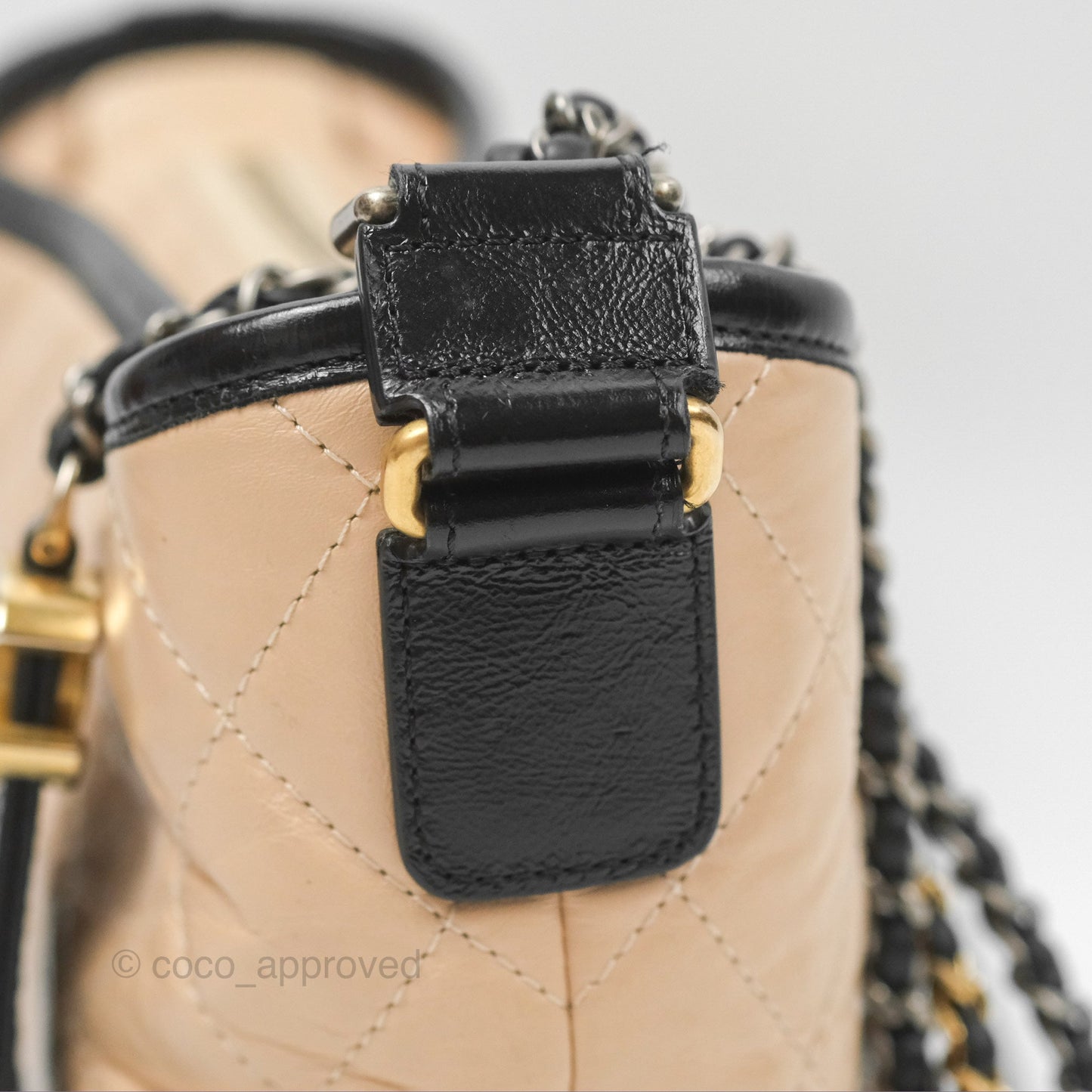 Chanel Small Gabrielle Hobo Quilted Beige Back Aged Calfskin