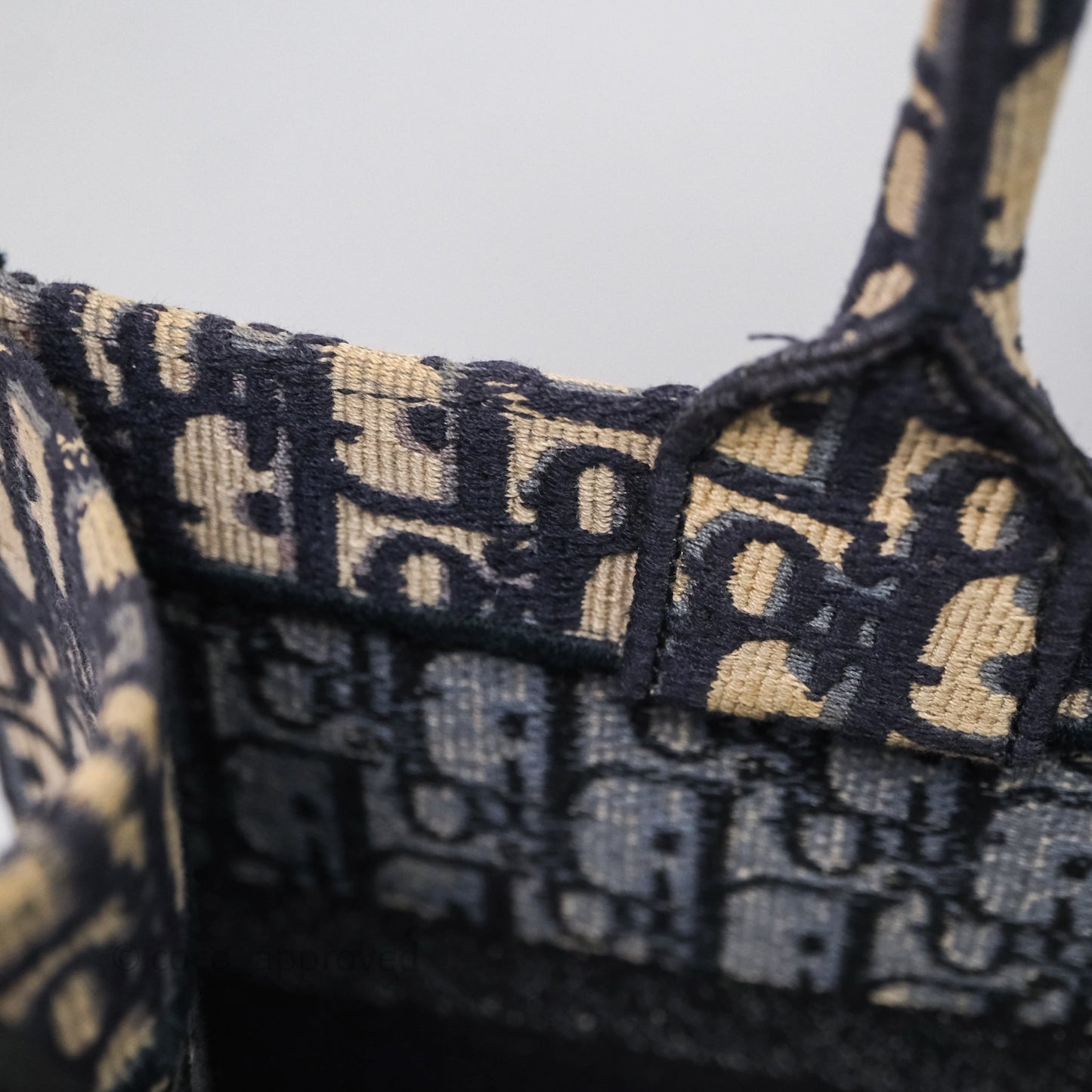 Christian Dior Medium Blue (Old Small) Dior Oblique Embroidery Canvas Book Tote