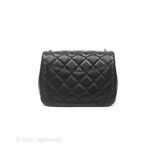Chanel Pearl Crush Mini Square Quilted Black Lambskin Aged Gold Hardware