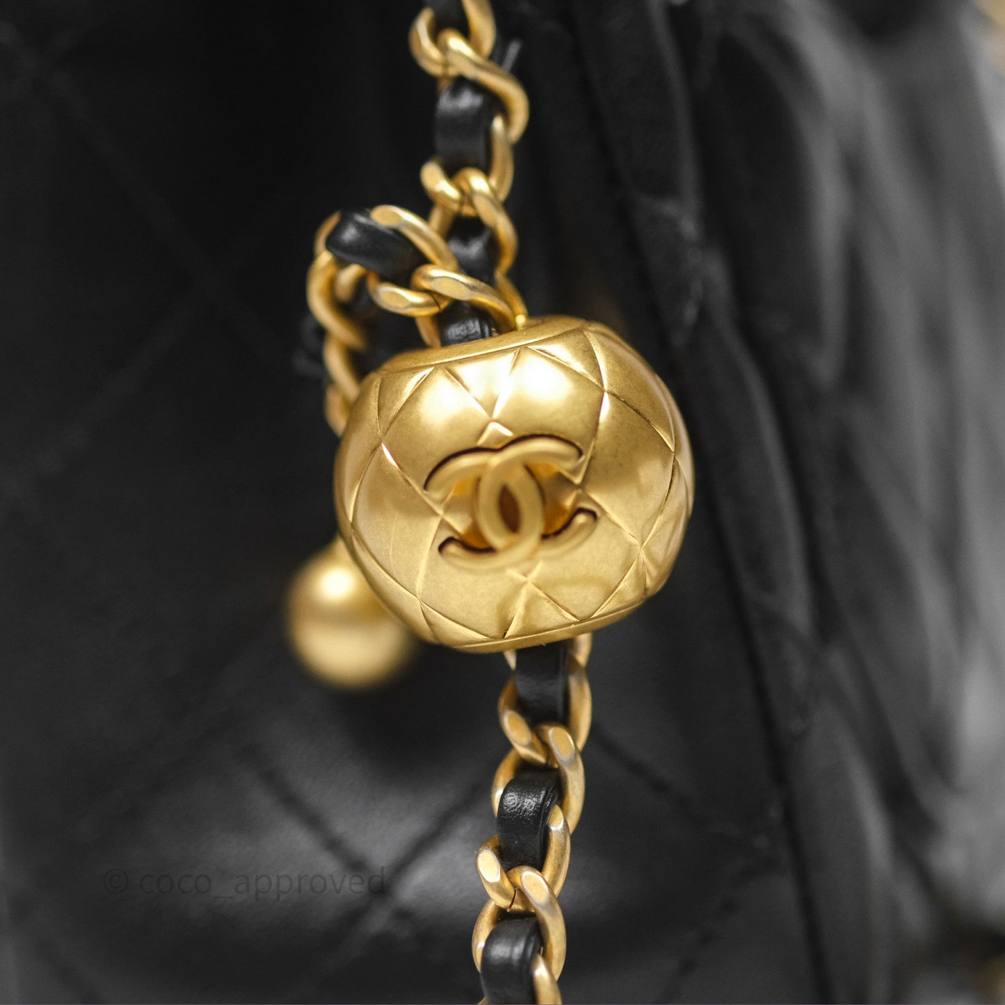 Chanel Pearl Crush Mini Square Quilted Black Lambskin Aged Gold Hardware