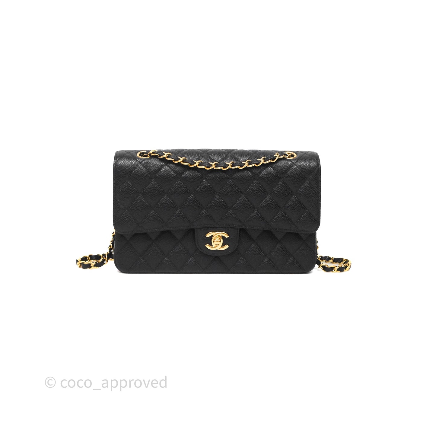 Chanel Classic M/L Medium Flap Quilted Black Caviar Gold Hardware