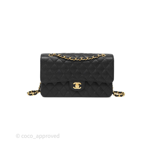 Chanel Classic M/L Medium Flap Quilted Black Caviar Gold Hardware