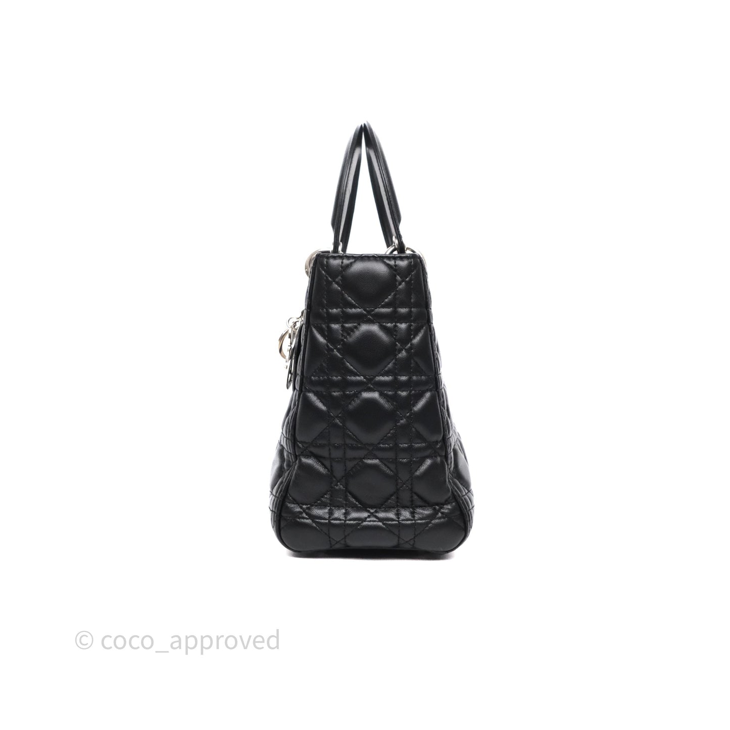Christian Dior Medium Lady Dior Black Lambskin Silver Hardware