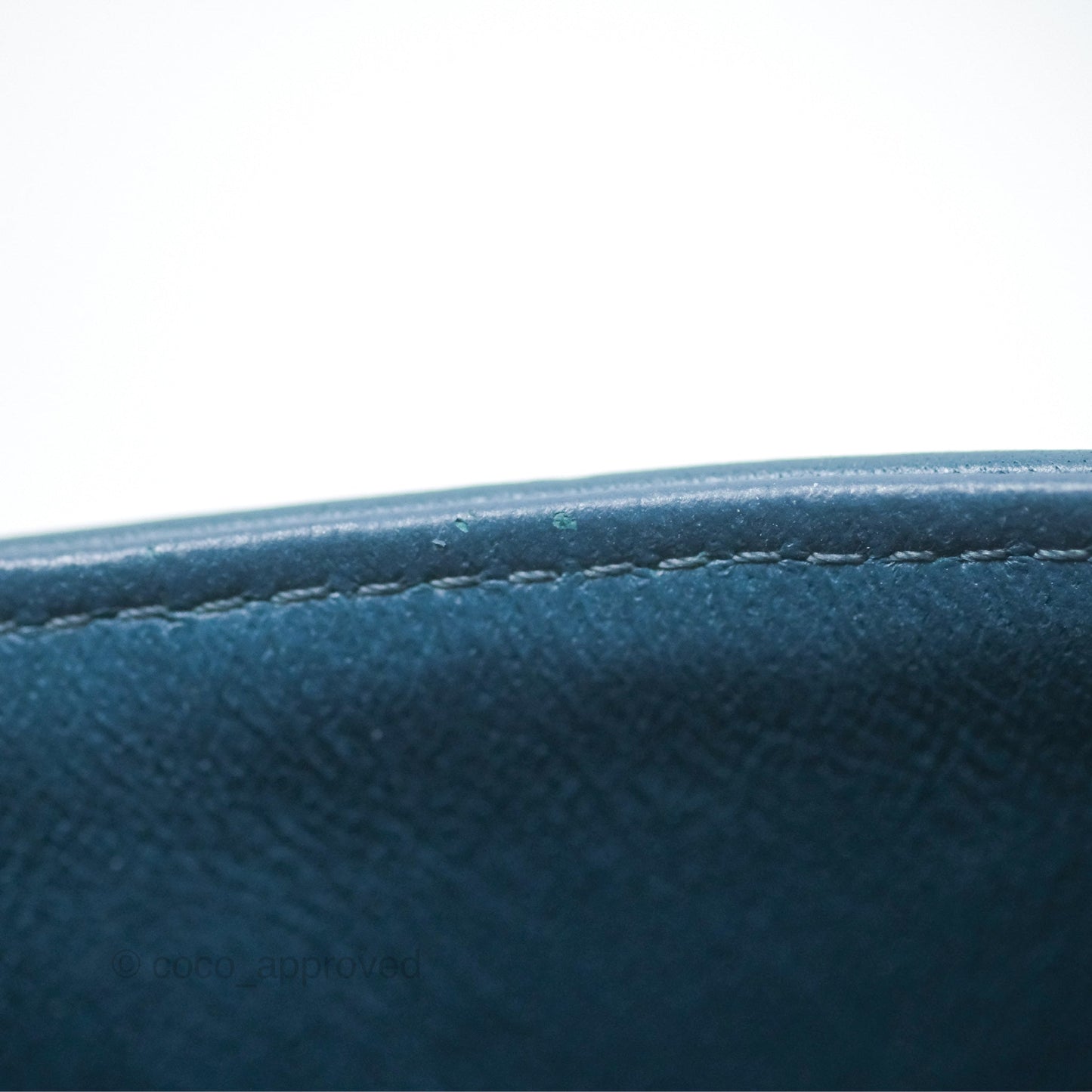Chanel Classic M/L Medium Flap Quilted Teal Lambskin Silver Hardware