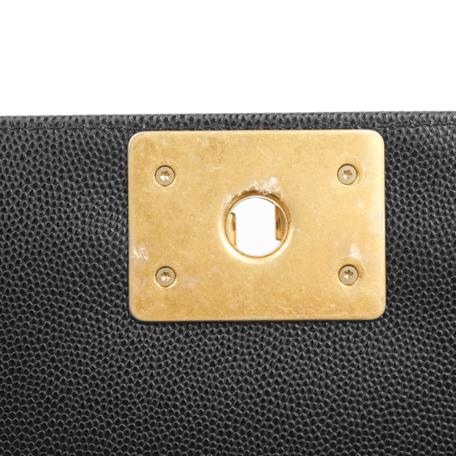 Chanel Quilted Medium Boy Black Caviar Aged Gold Hardware