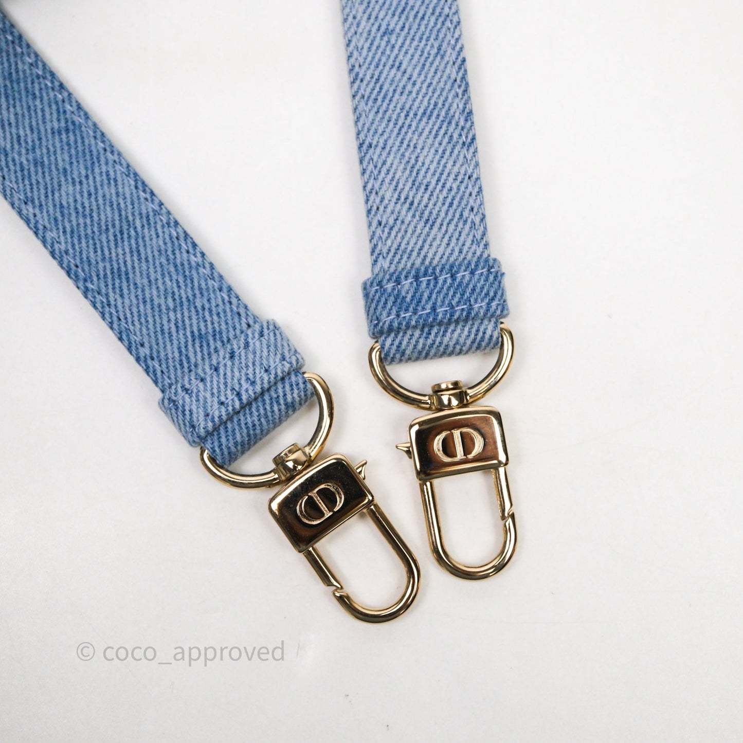 Christian Dior Small Lady D-Joy Bag Washed Blue Denim Cannage Gold Hardware