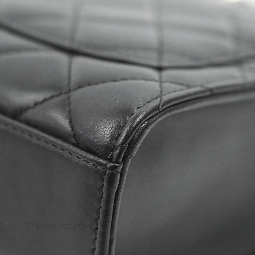 Chanel Classic Quilted Phone Holder Black Lambskin Silver Hardware