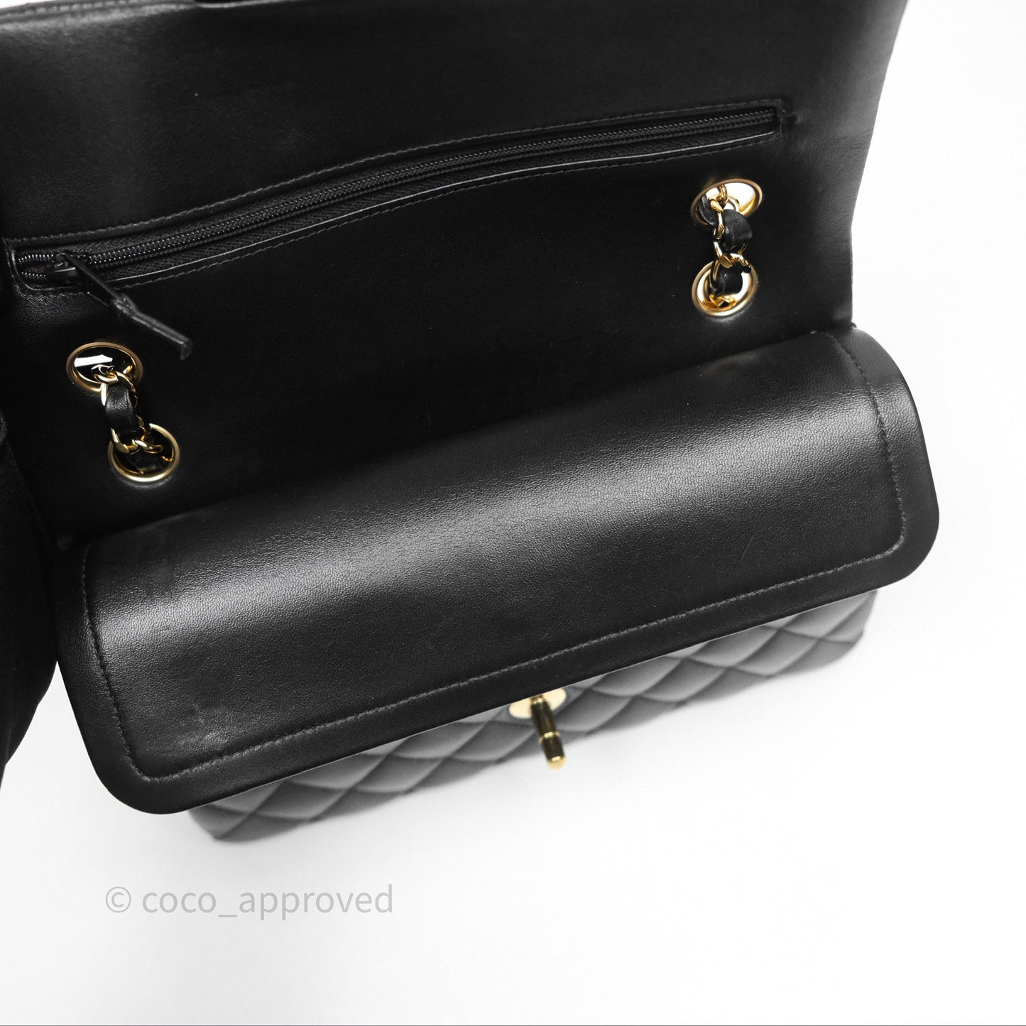 Chanel Small Classic Flap Quilted Black Lambskin Gold Hardware