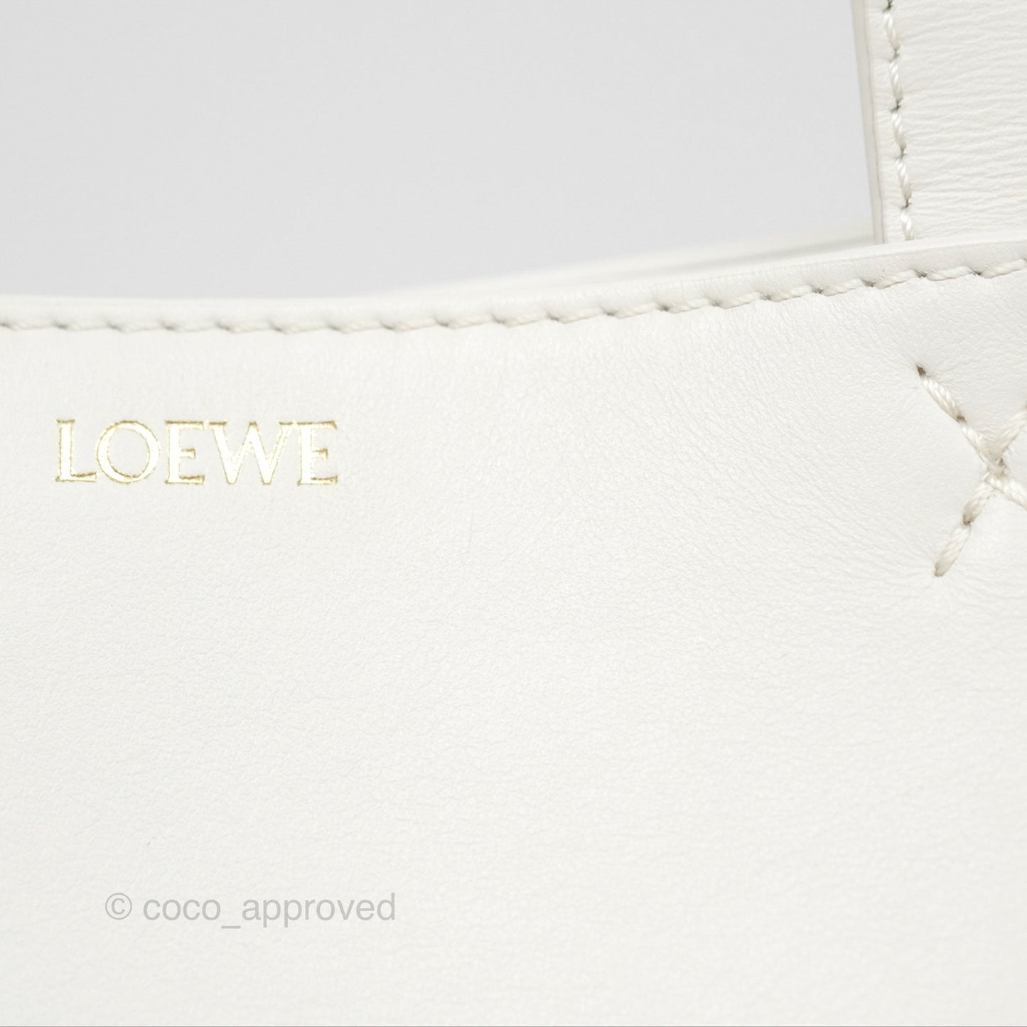Loewe Mini Puzzle Fold Tote In Shiny Calfskin Soft White/ Paper Craft