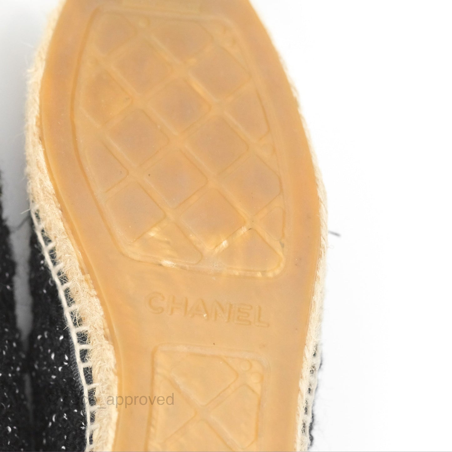 Chanel Espadrille Black Silver Tweed Size 37